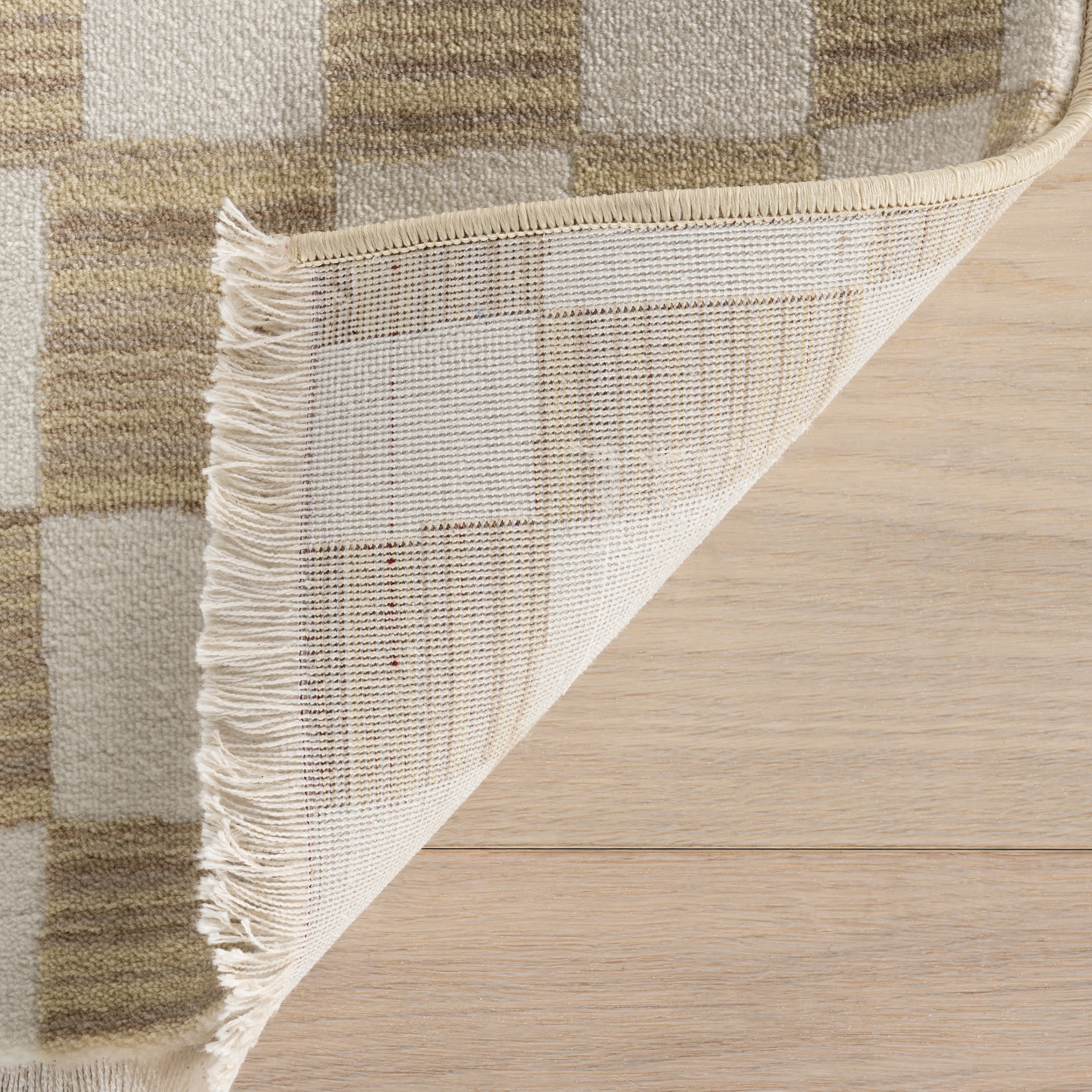 Rasali Checkered Box Rug | Beige - Image 8