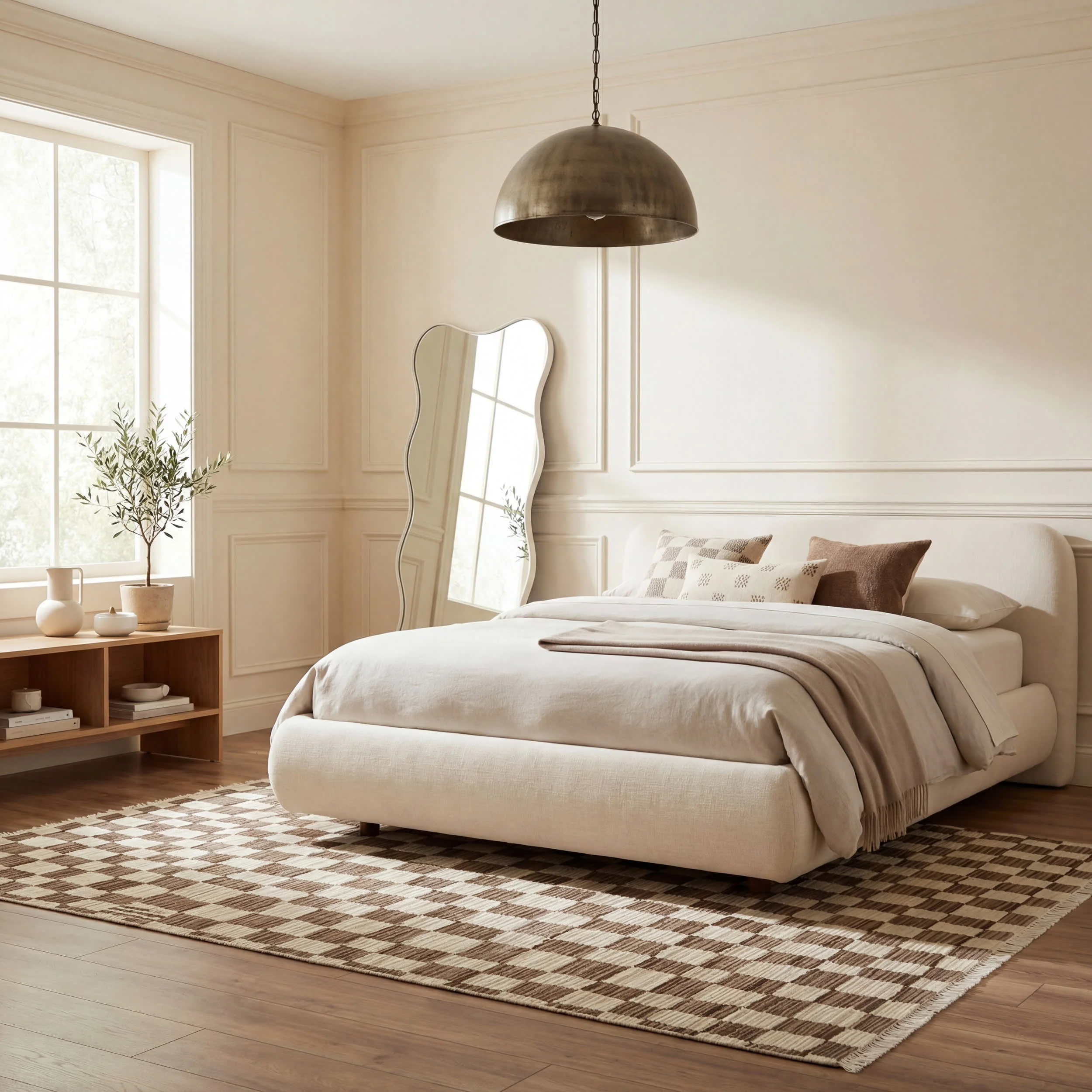 Rasali Checkered Box Rug | Brown - Image 8