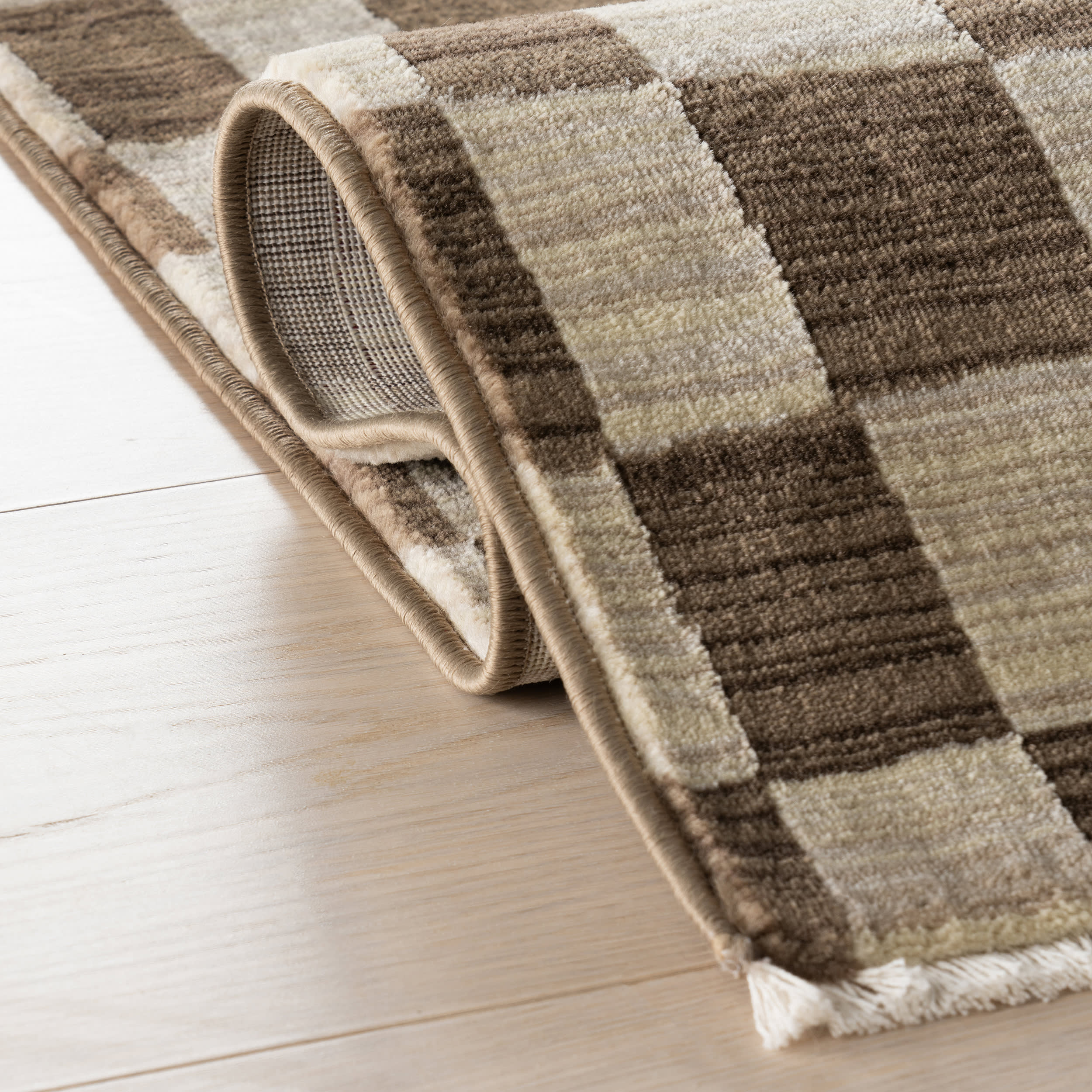 Rasali Checkered Box Rug | Brown - Image 9