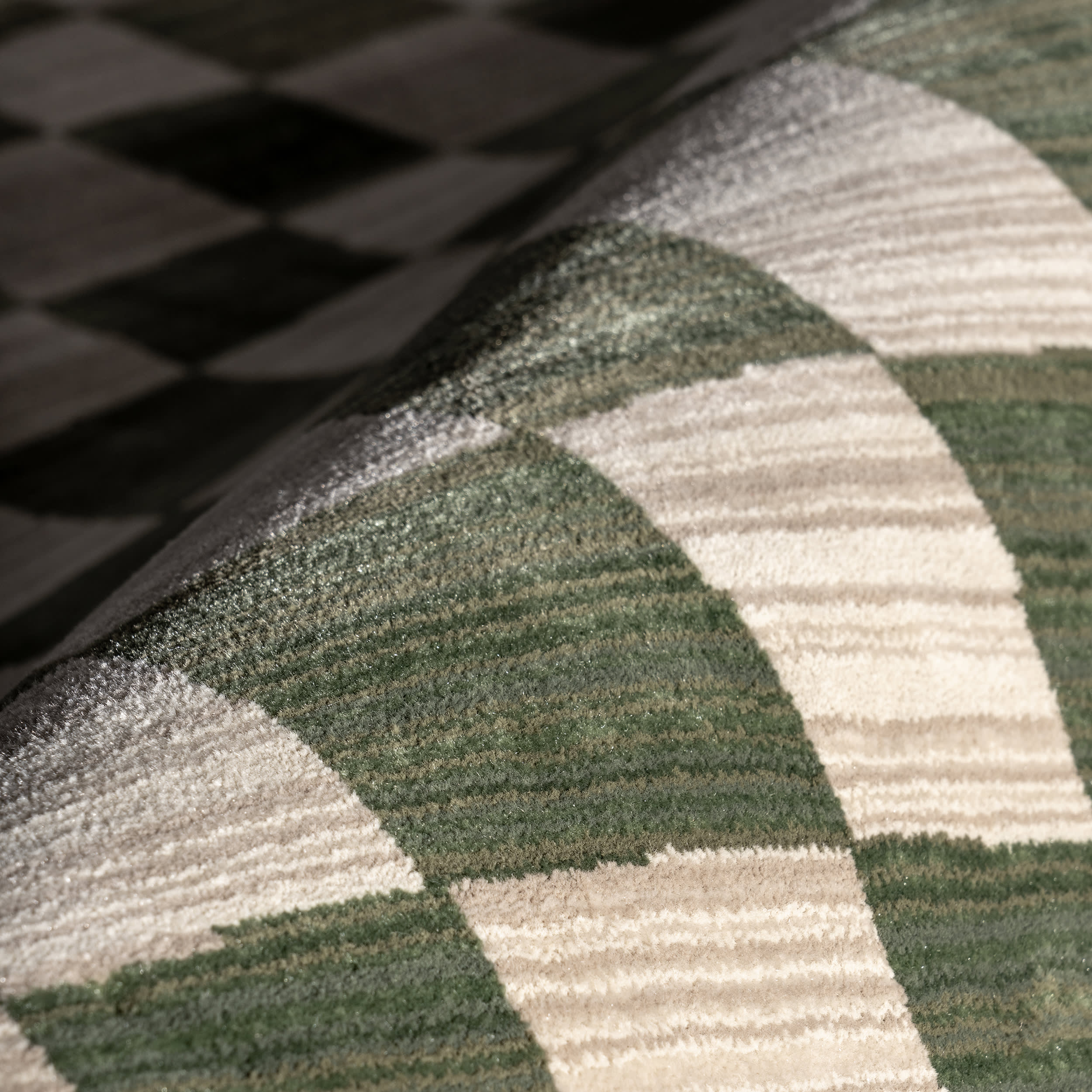 Rasali Checkered Box Rug | Green - Image 3