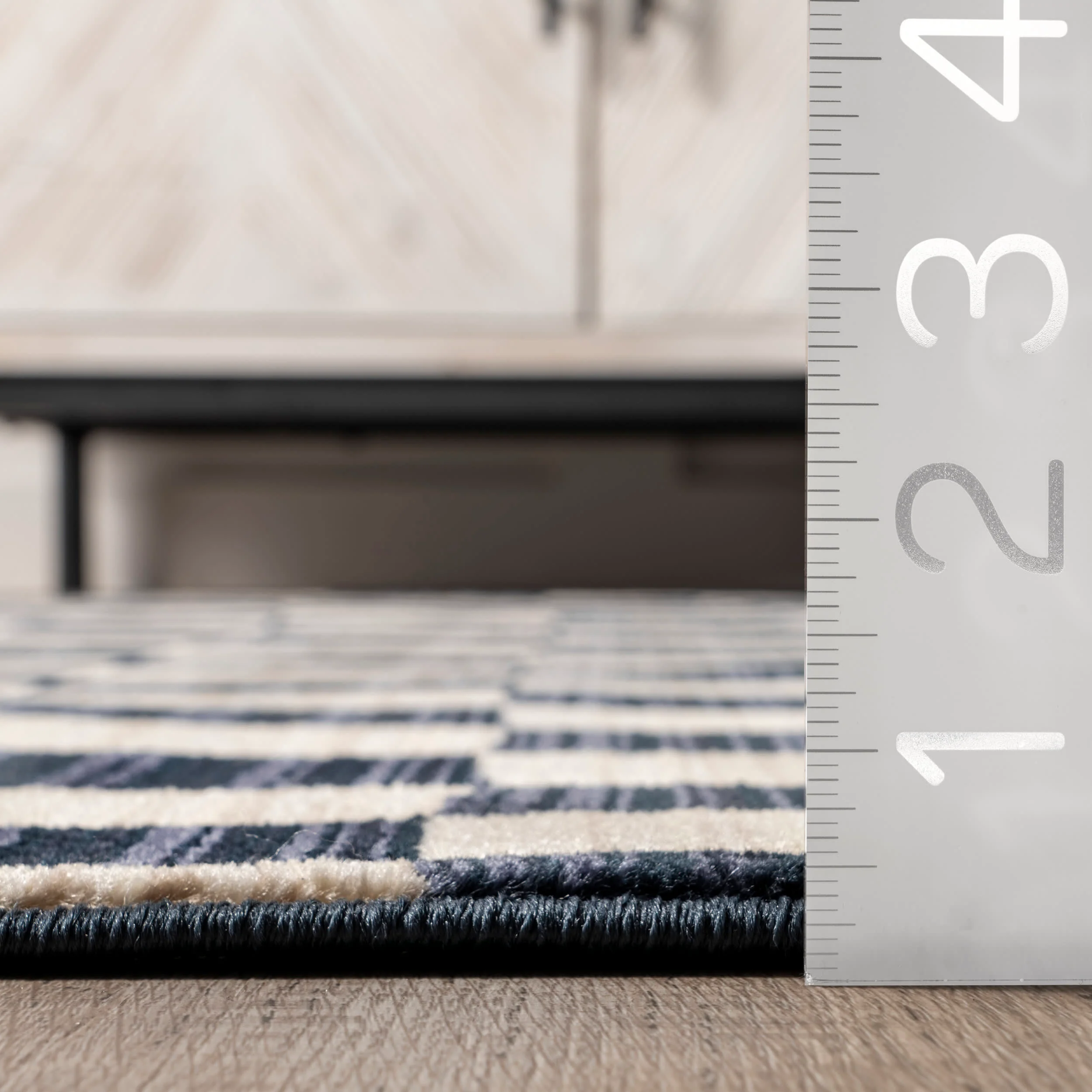 Rasali Checkered Box Rug | Navy - Image 5