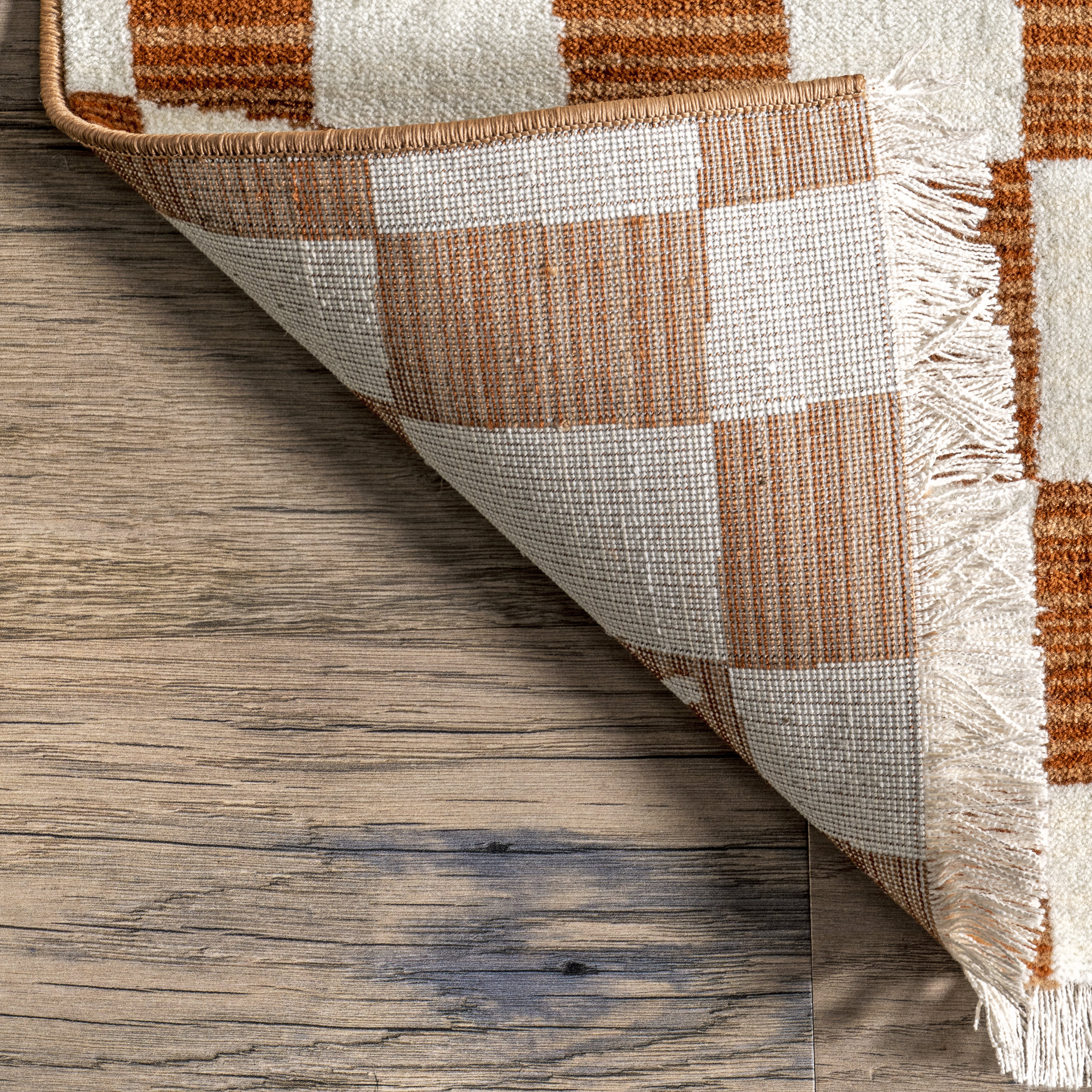 Rasali Checkered Box Rug | Orange - Image 2