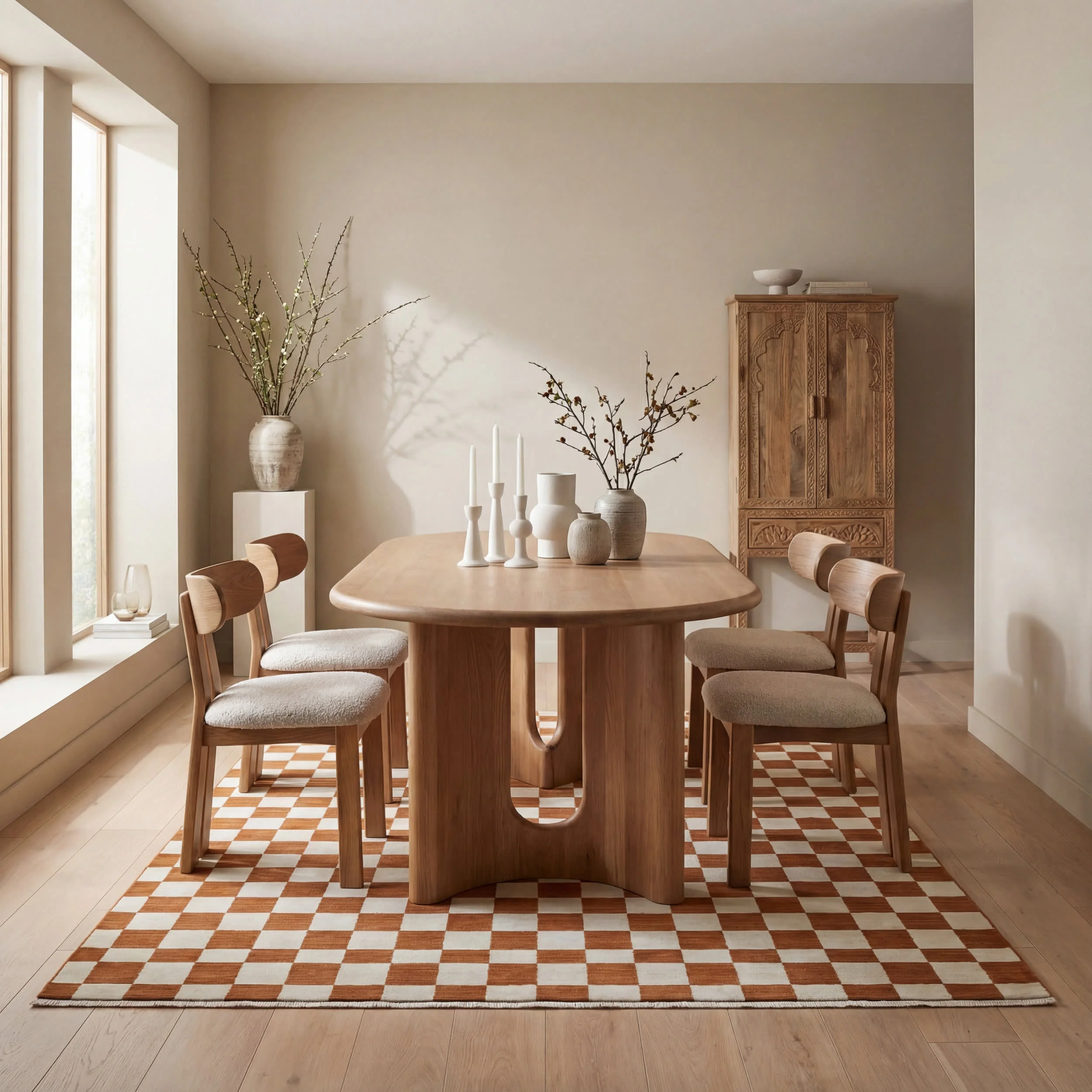 Rasali Checkered Box Rug | Orange - Image 6