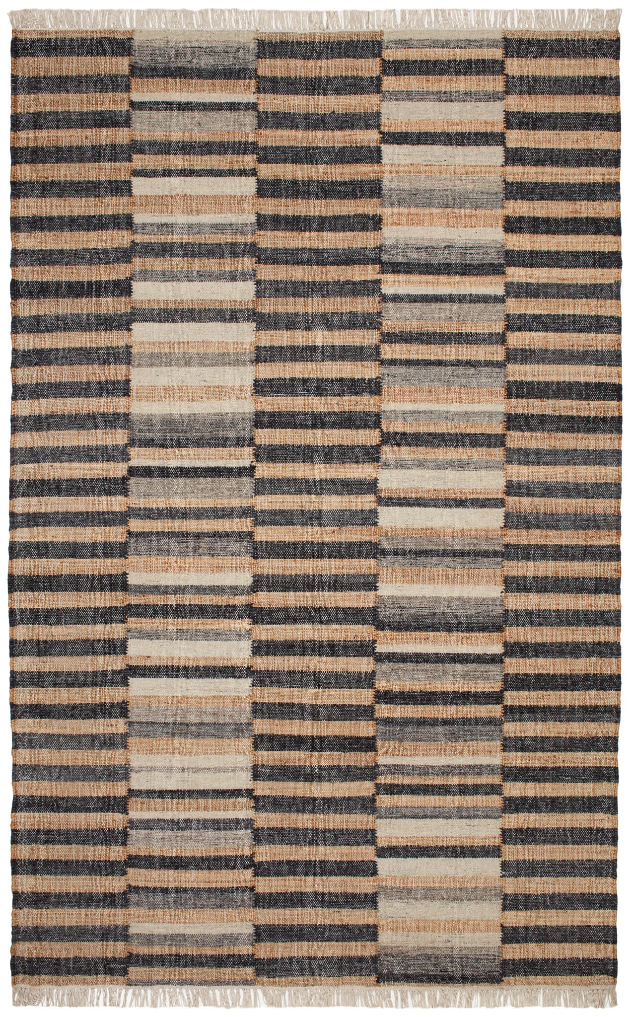 Ravel Stripe Handwoven Wool Rug | Black
