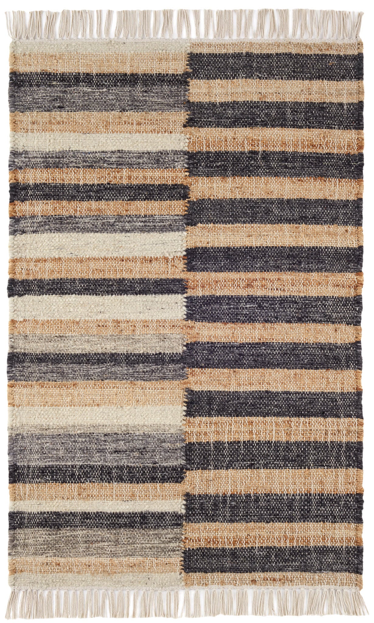 Ravel Stripe Handwoven Wool Rug | Black - Image 5
