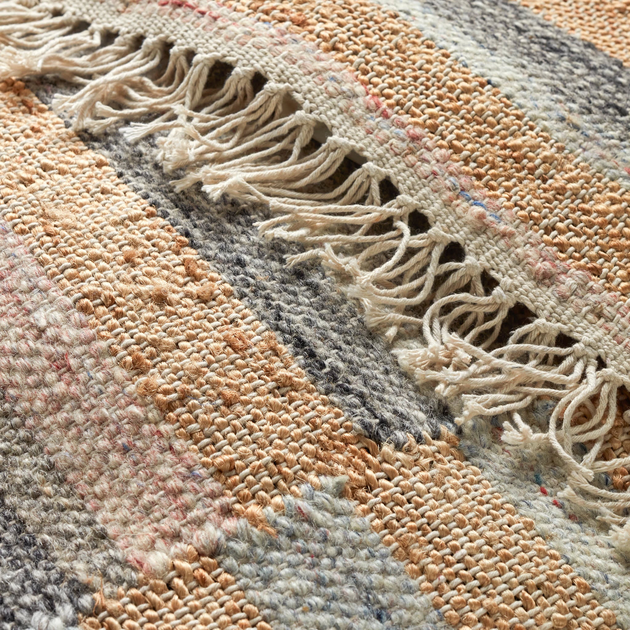 Ravel Stripe Handwoven Wool Rug | Blue - Image 6