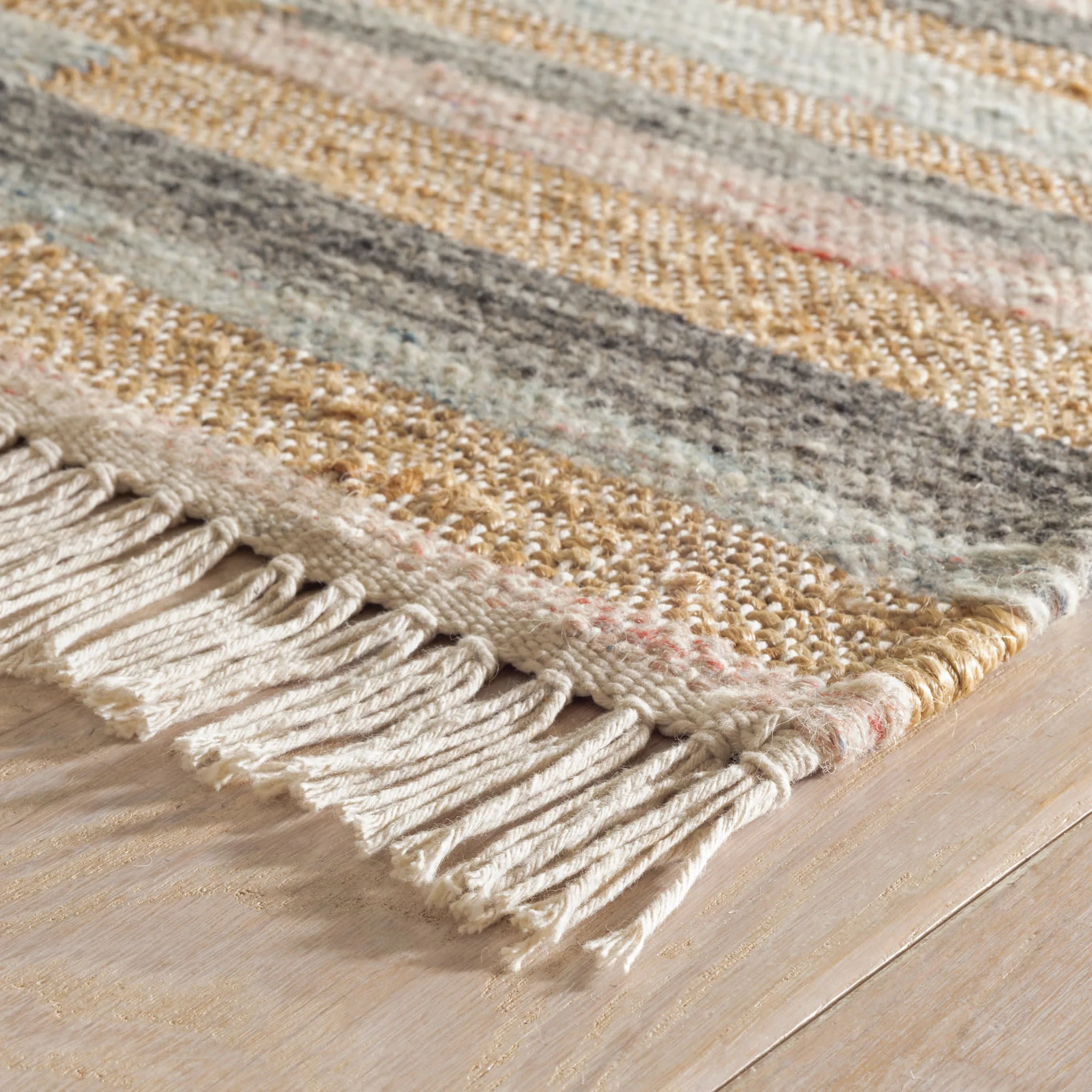 Ravel Stripe Handwoven Wool Rug | Blue - Image 7