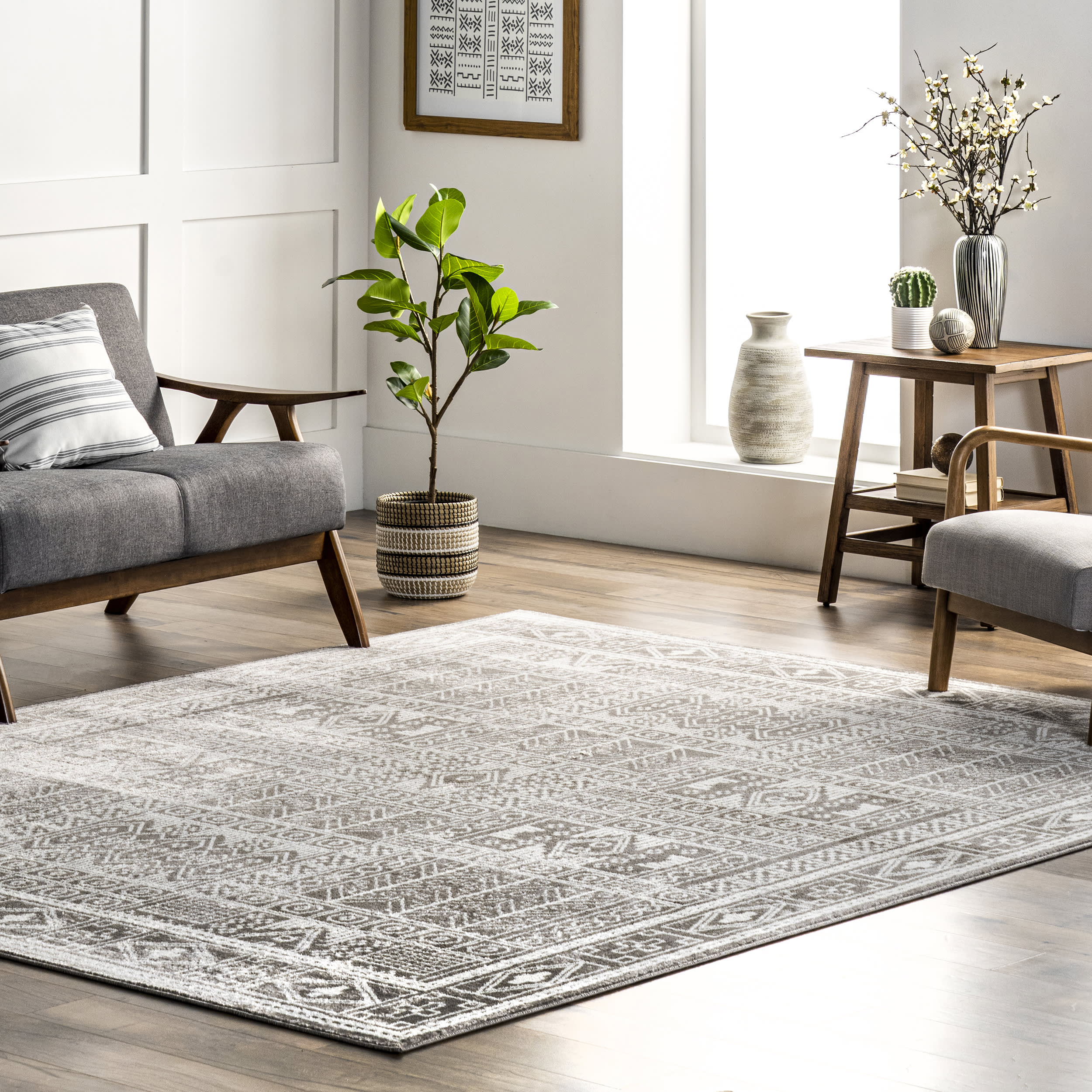 Raven Paneled Gothic Rug | Grey - Image 2