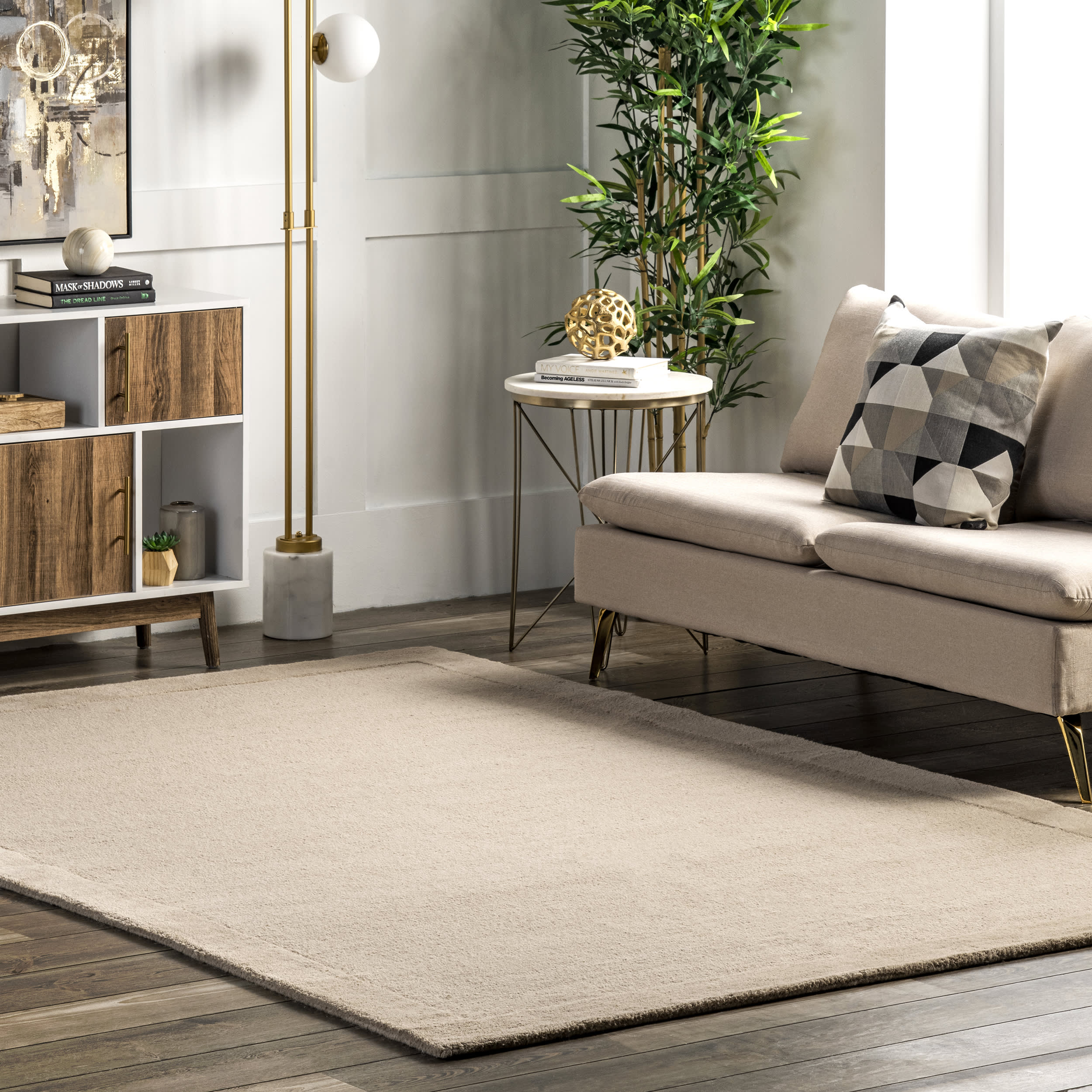 Raya Wool Monochromatic Rug | Beige - Image 2