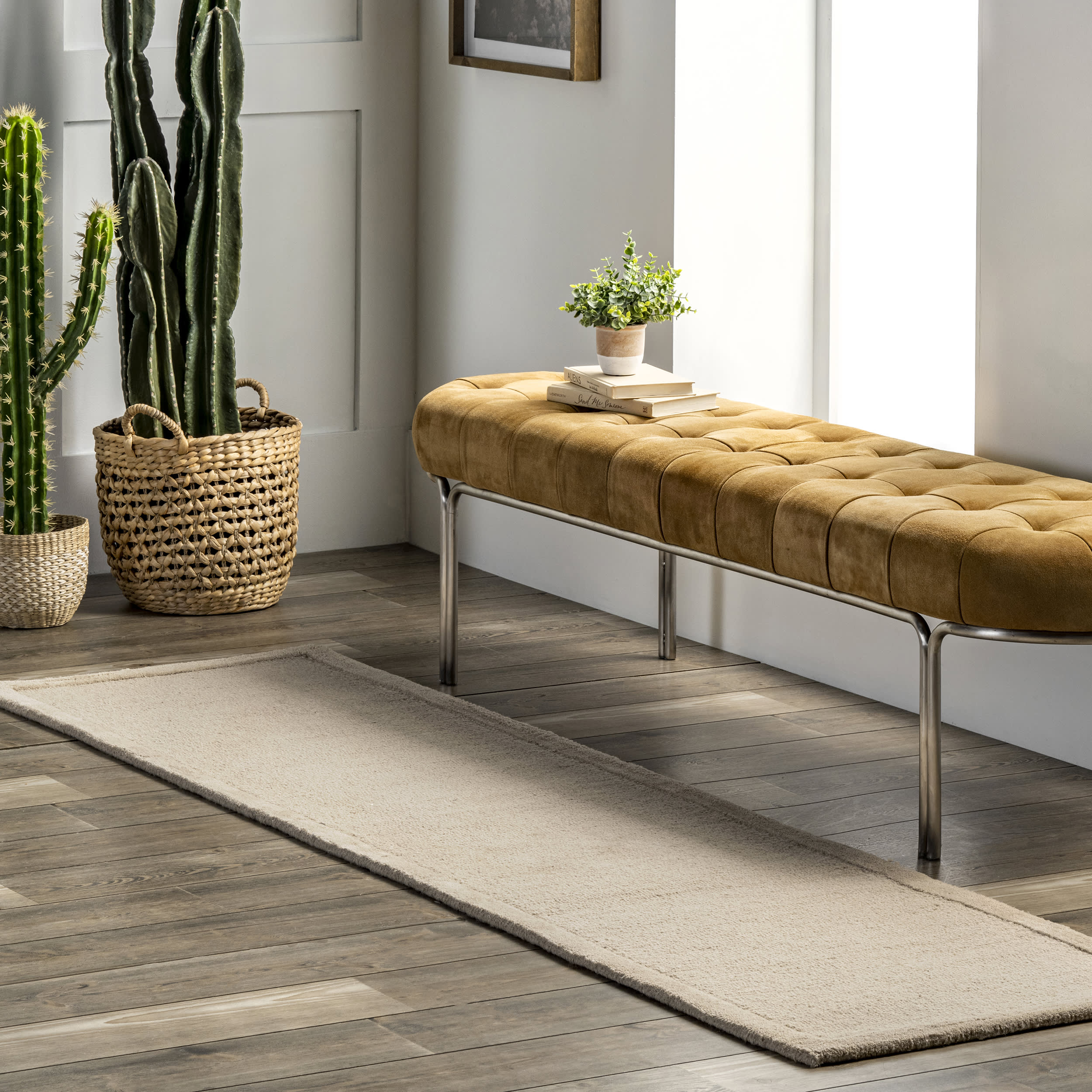 Raya Wool Monochromatic Rug | Beige - Image 2