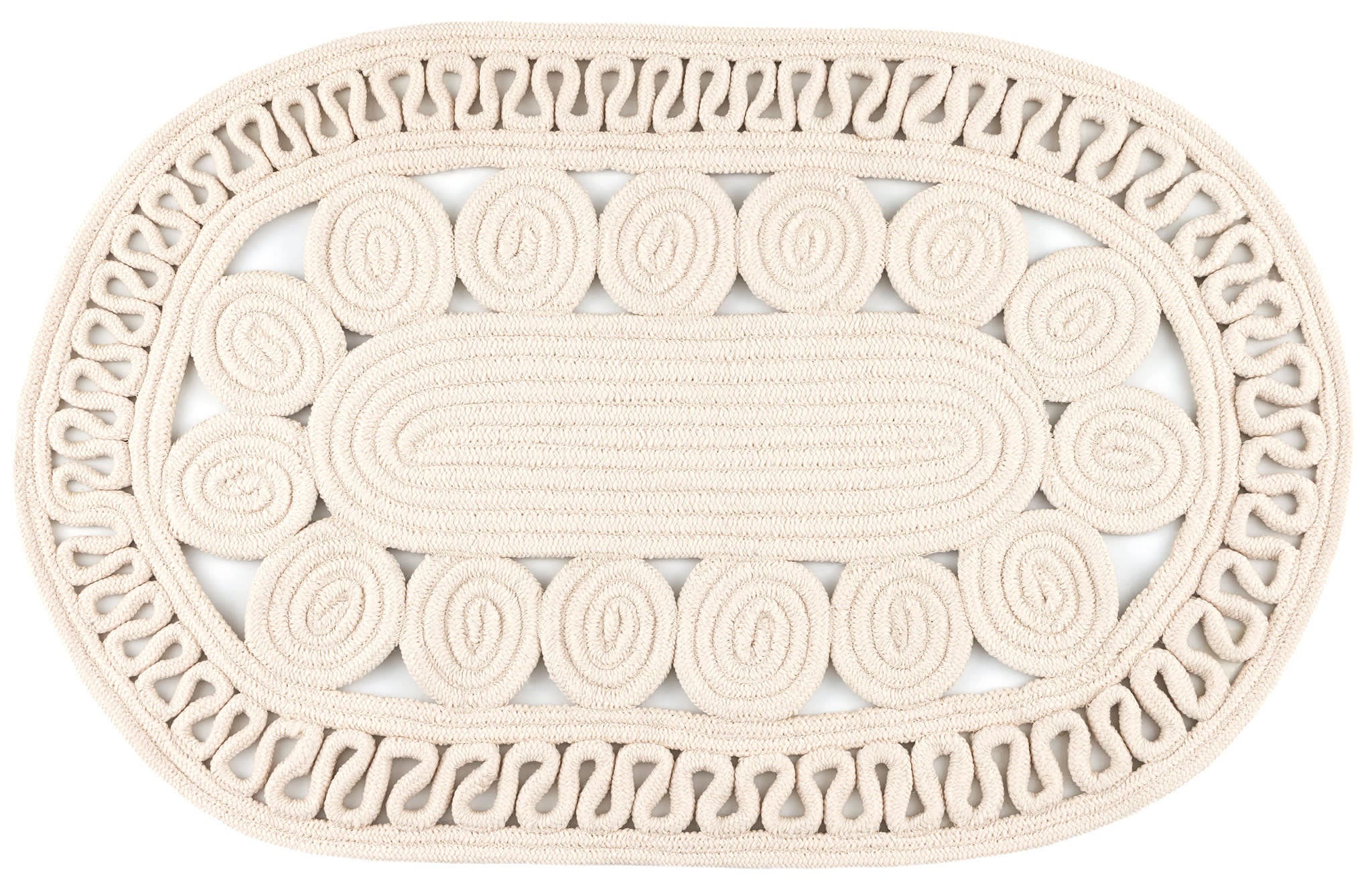 Reef Handwoven Indoor/Outdoor Oval Rug | Ivory