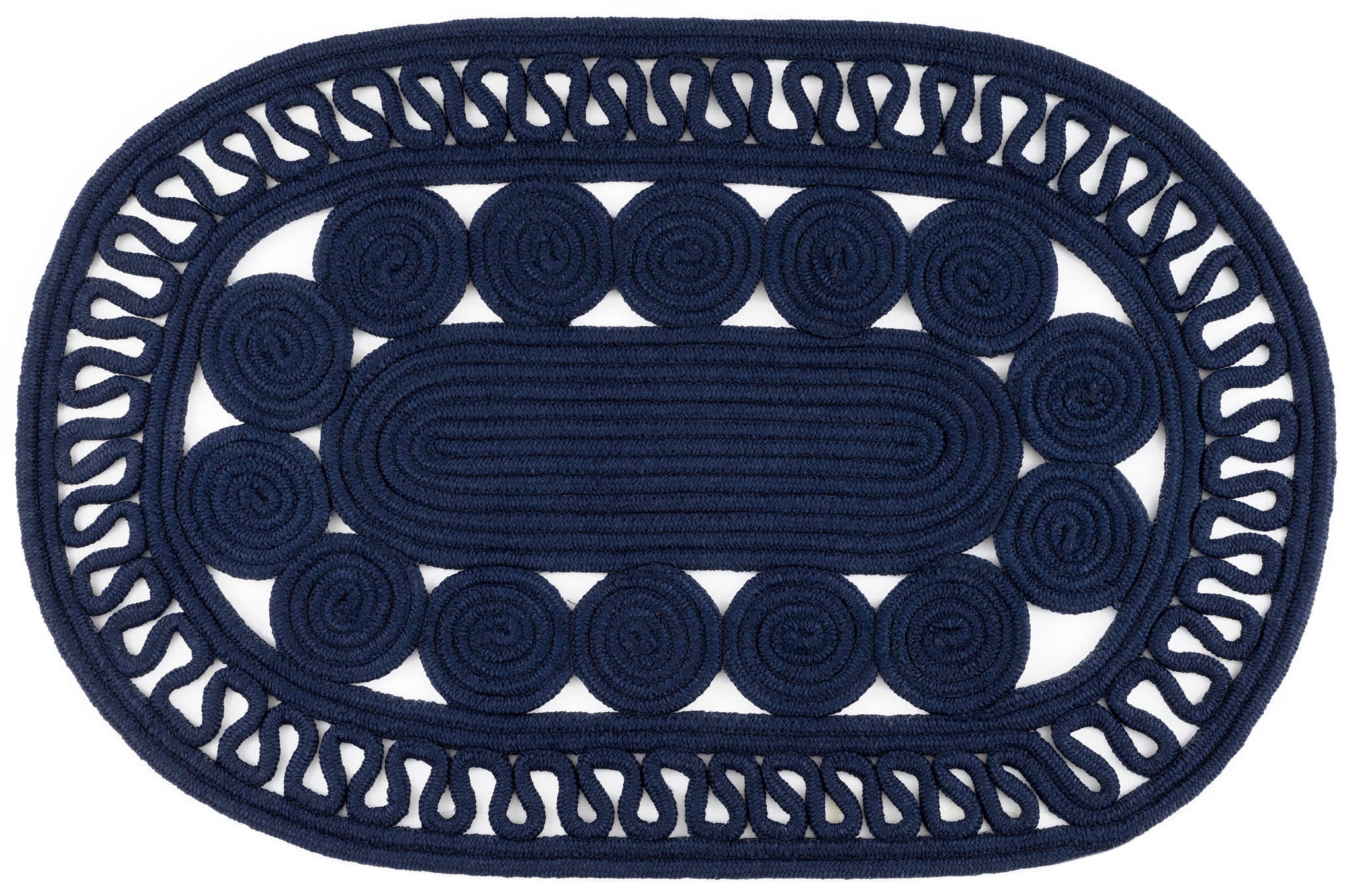 Reef Handwoven Indoor/Outdoor Oval Rug | Navy