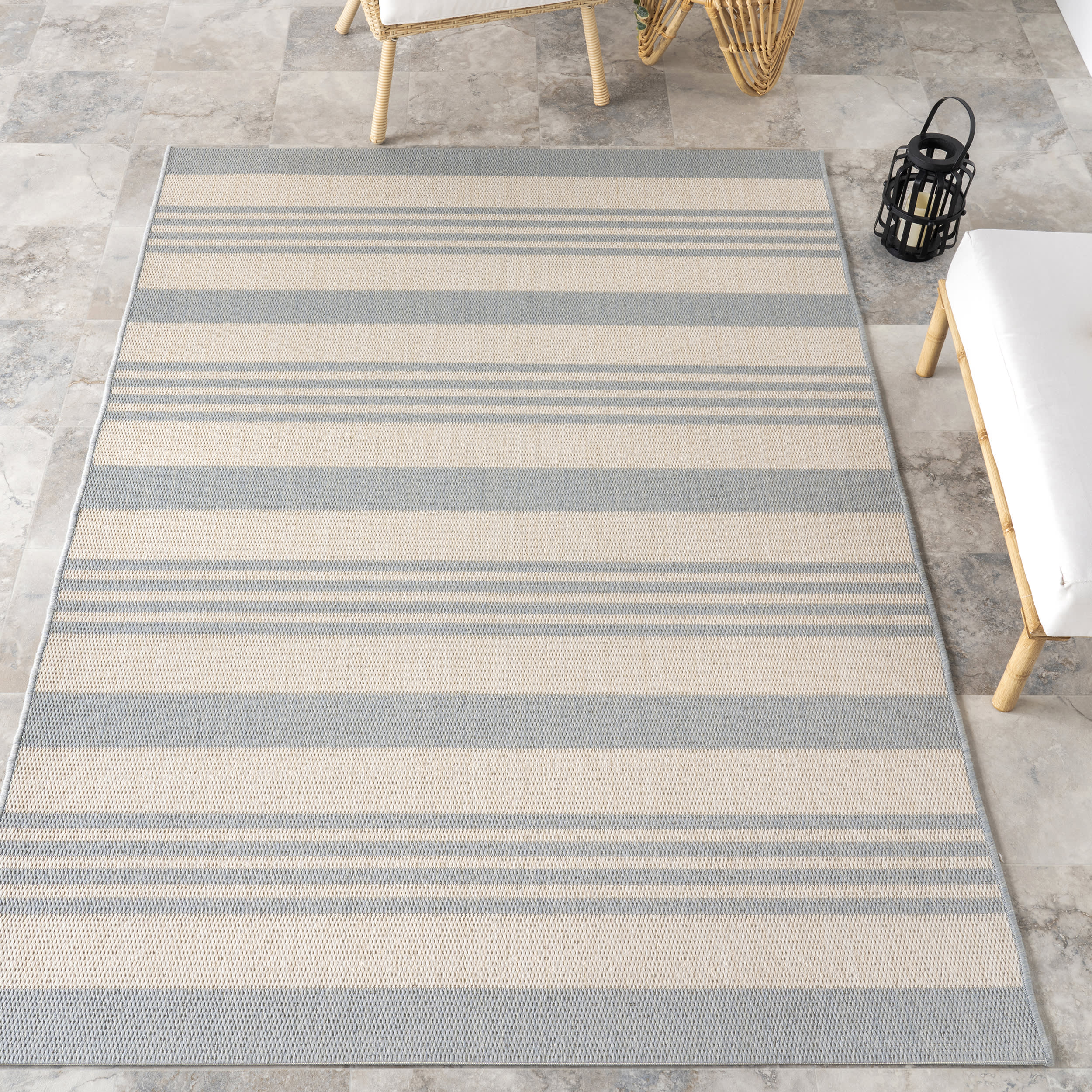 Regency Stripes Indoor/Outdoor Rug | Light Blue - Image 2