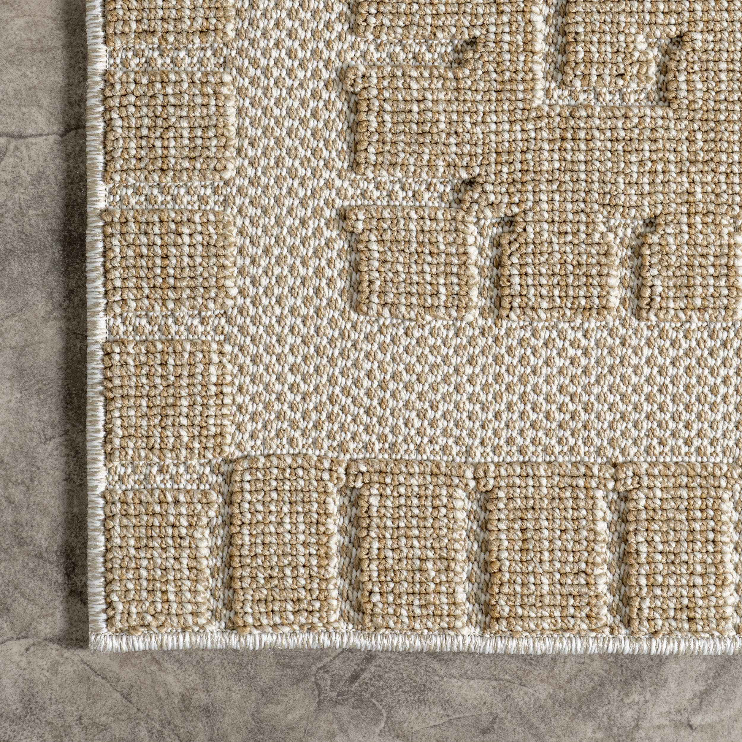 Regina Indoor/Outdoor Checkered Symbols Rug | Beige - Image 3