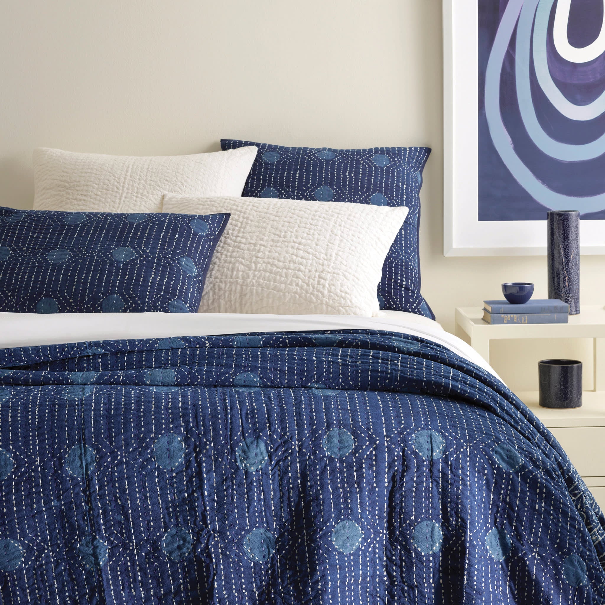 Resist Dot coverlet | Indigo