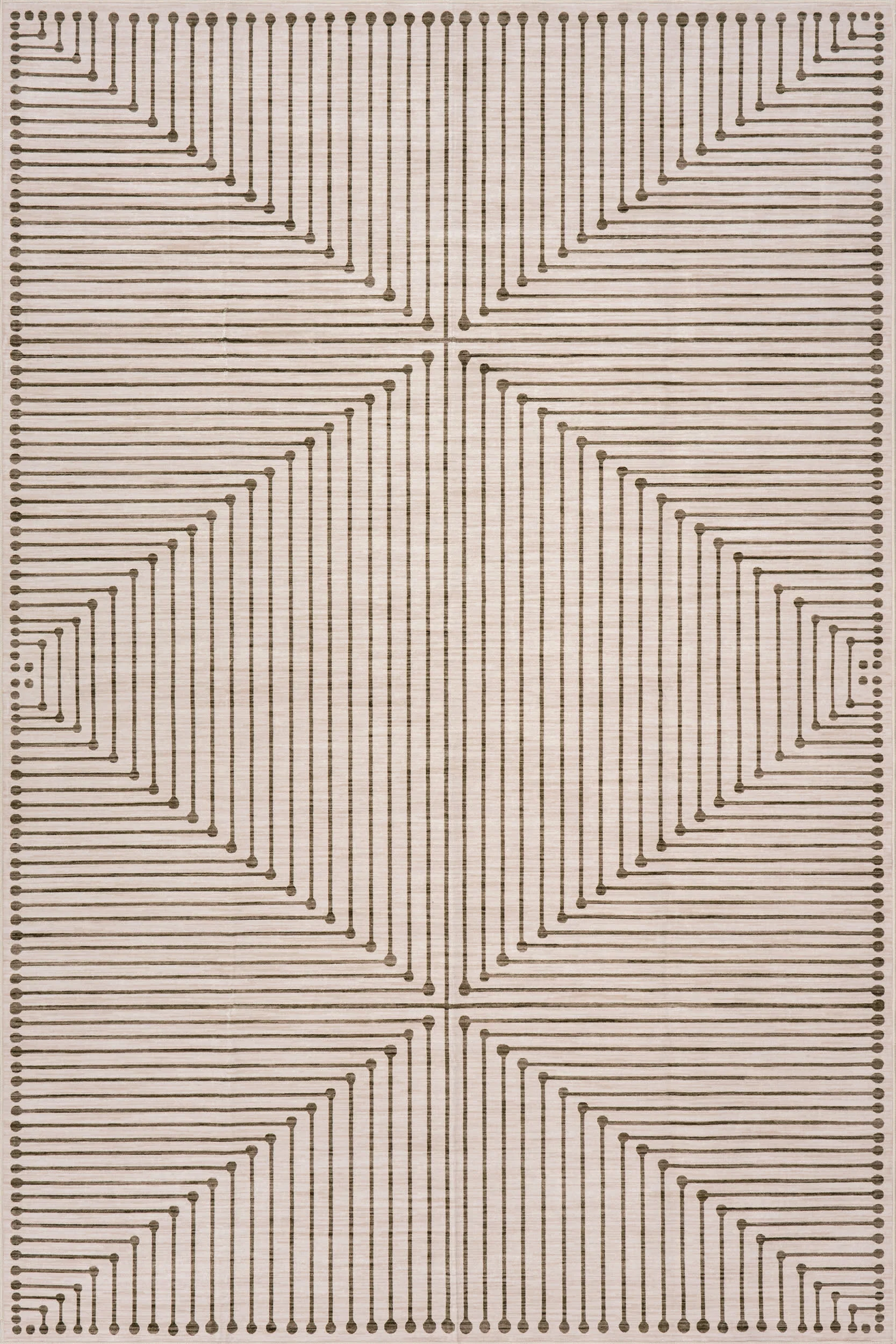 Revelyn Geometric Washable Rug | Brown