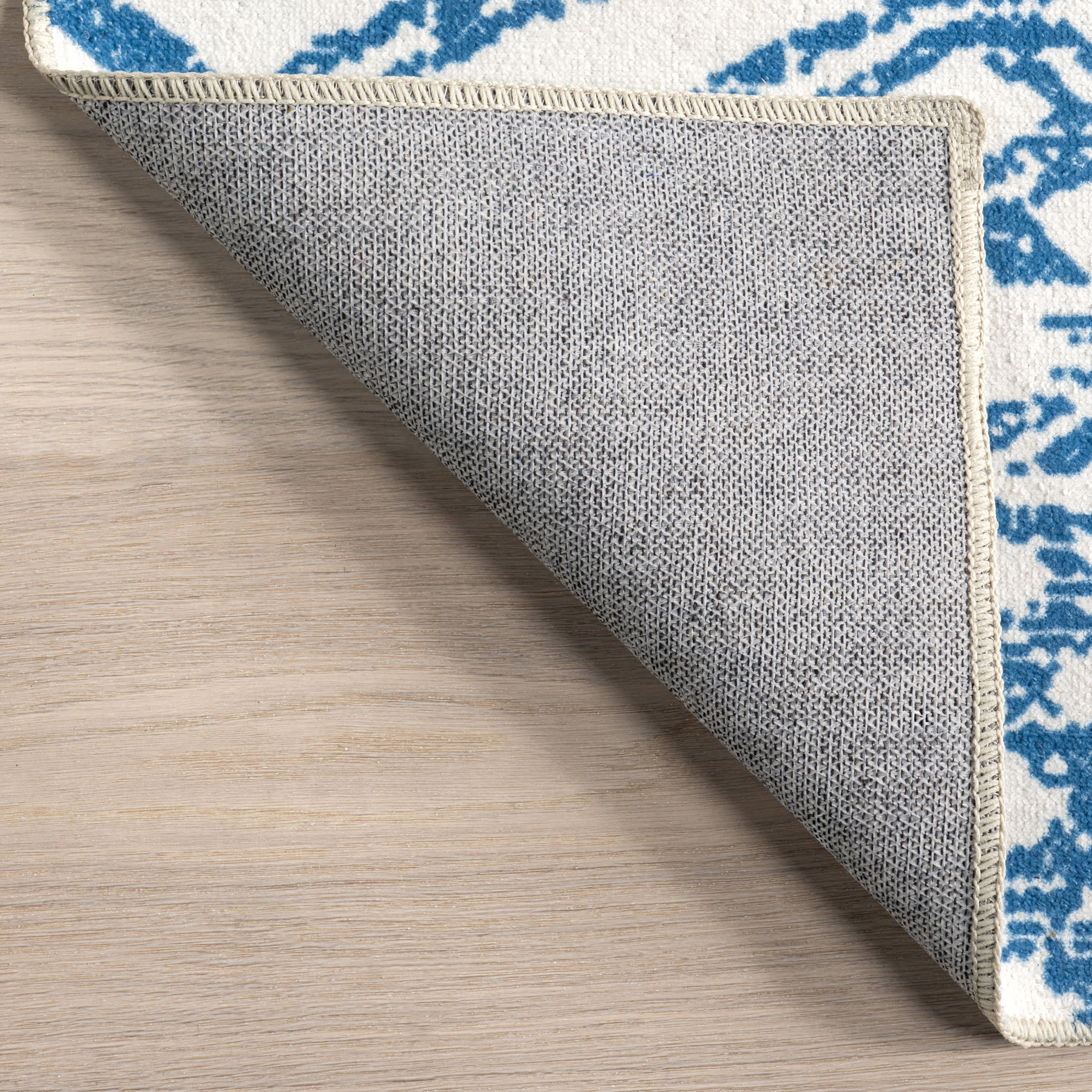 Reverse Herringbone Spill Proof Washable Rug | Blue - Image 6