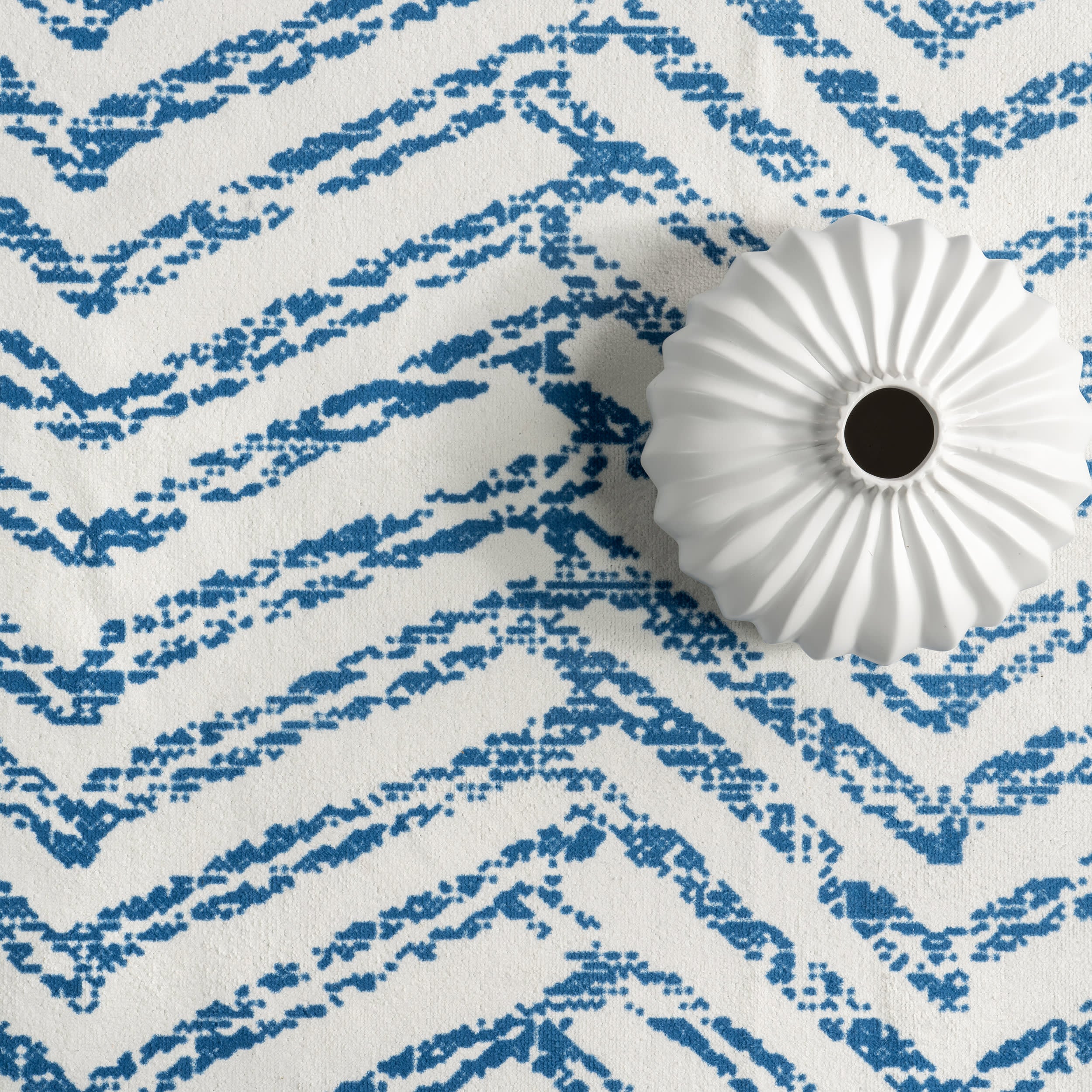 Reverse Herringbone Spill Proof Washable Rug | Blue - Image 7