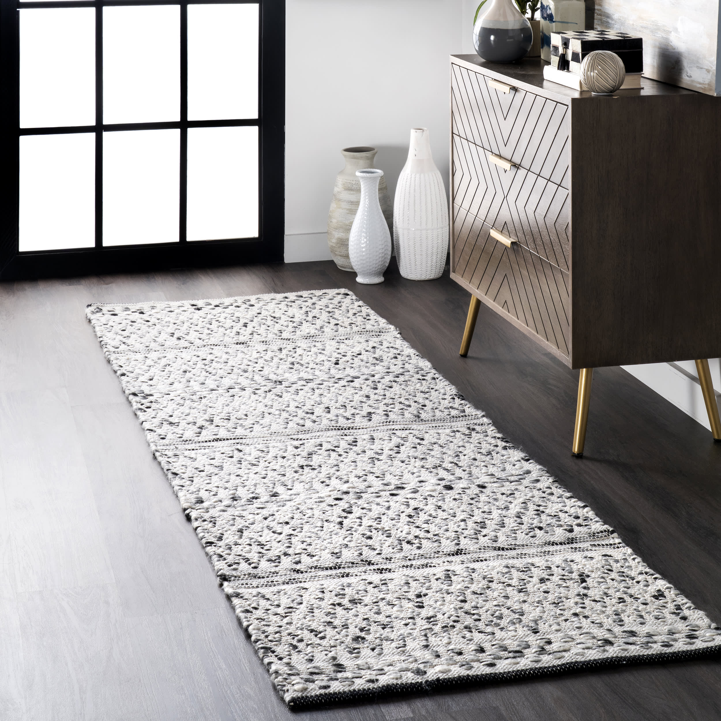 Reversible Striped Bands Indoor/Outdoor Rug | Silver - Image 2