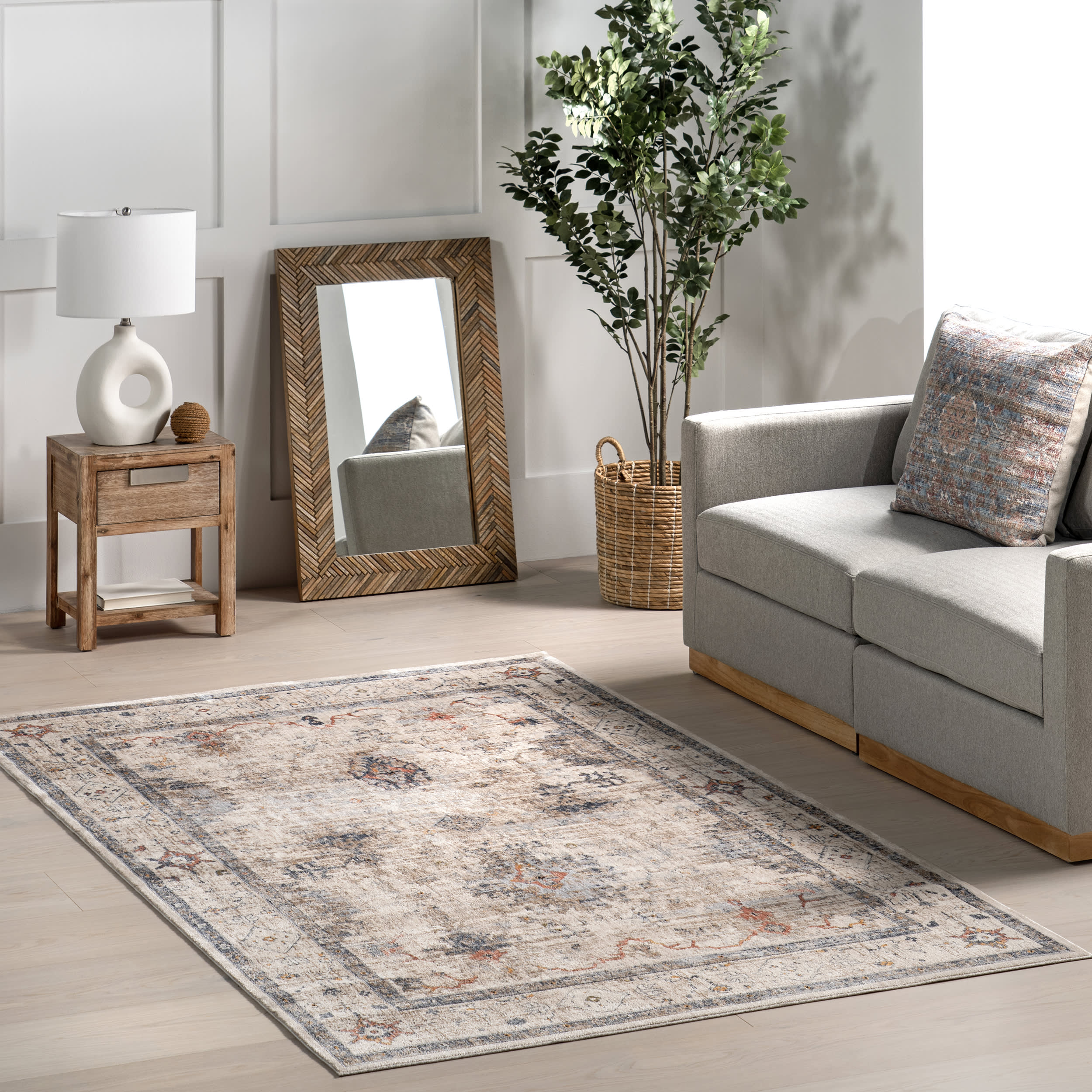 Revkah Traditional Vintage Rug | Beige - Image 2