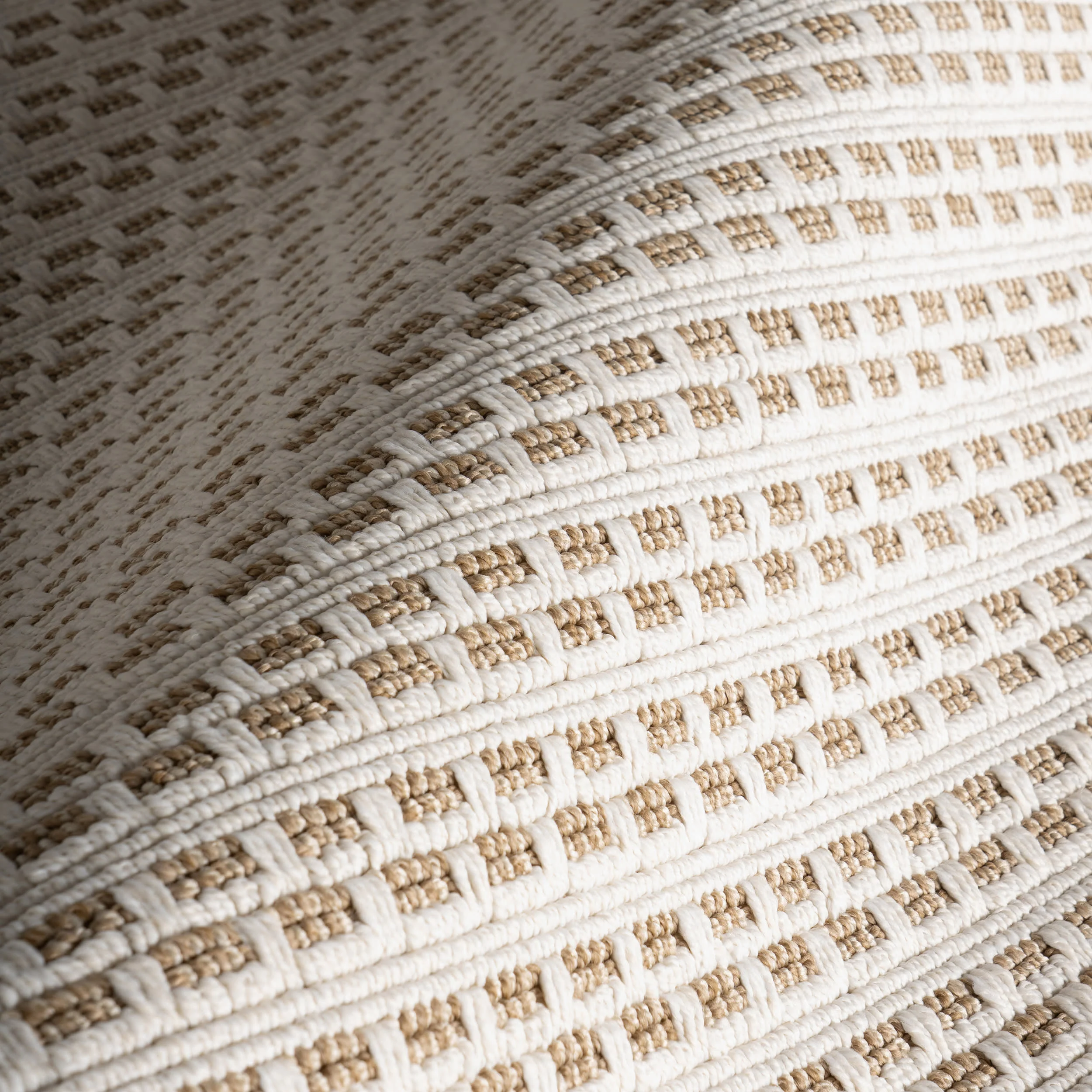 Reyna Checkered Stripes Indoor/Outdoor Rug | Neutral - Image 3