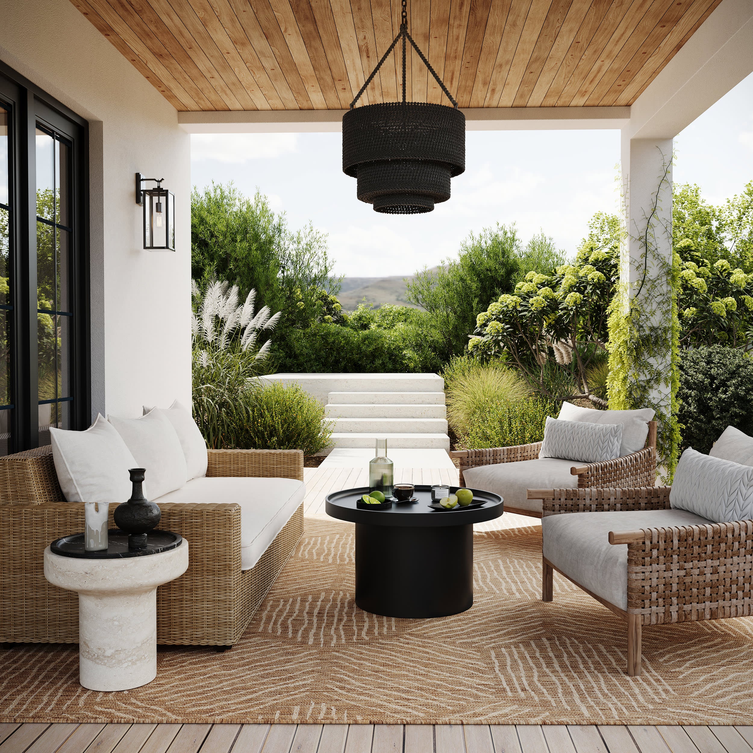 Rheza Geometric Indoor/Outdoor Rug | Light Brown - Image 2