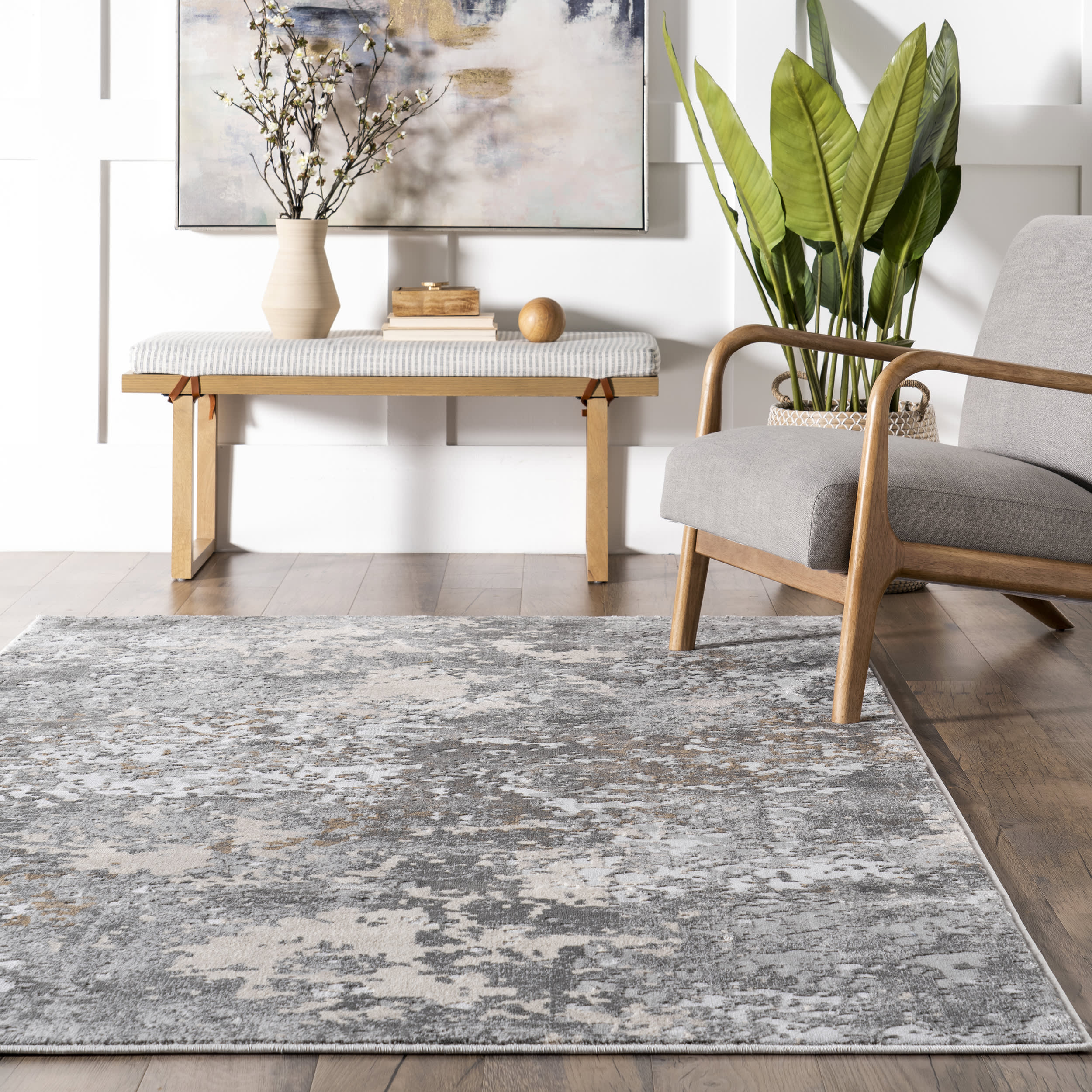 Ricki Mottled Abstract Rug | Grey - Image 4