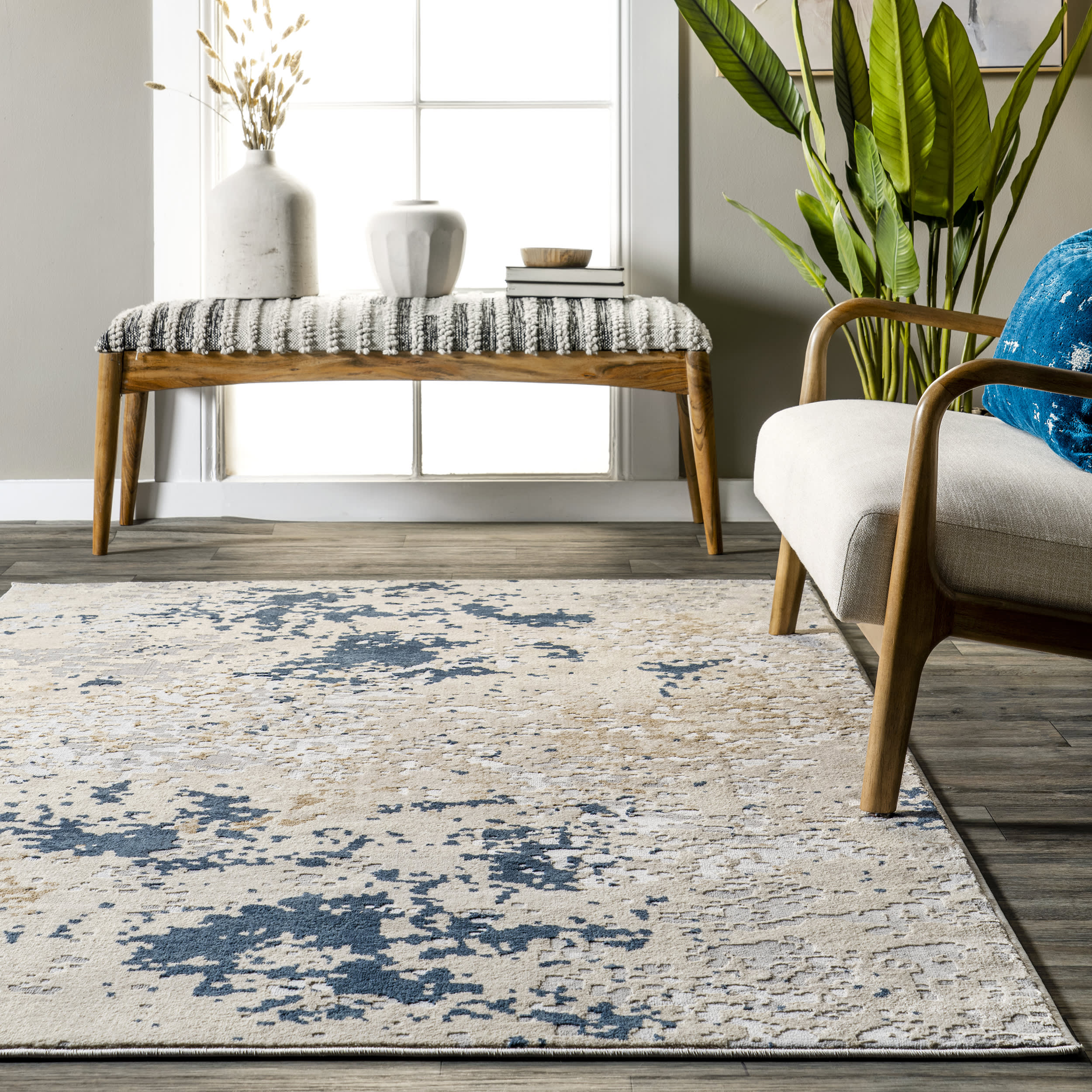 Ricki Mottled Abstract Rug | Light Grey - Image 4