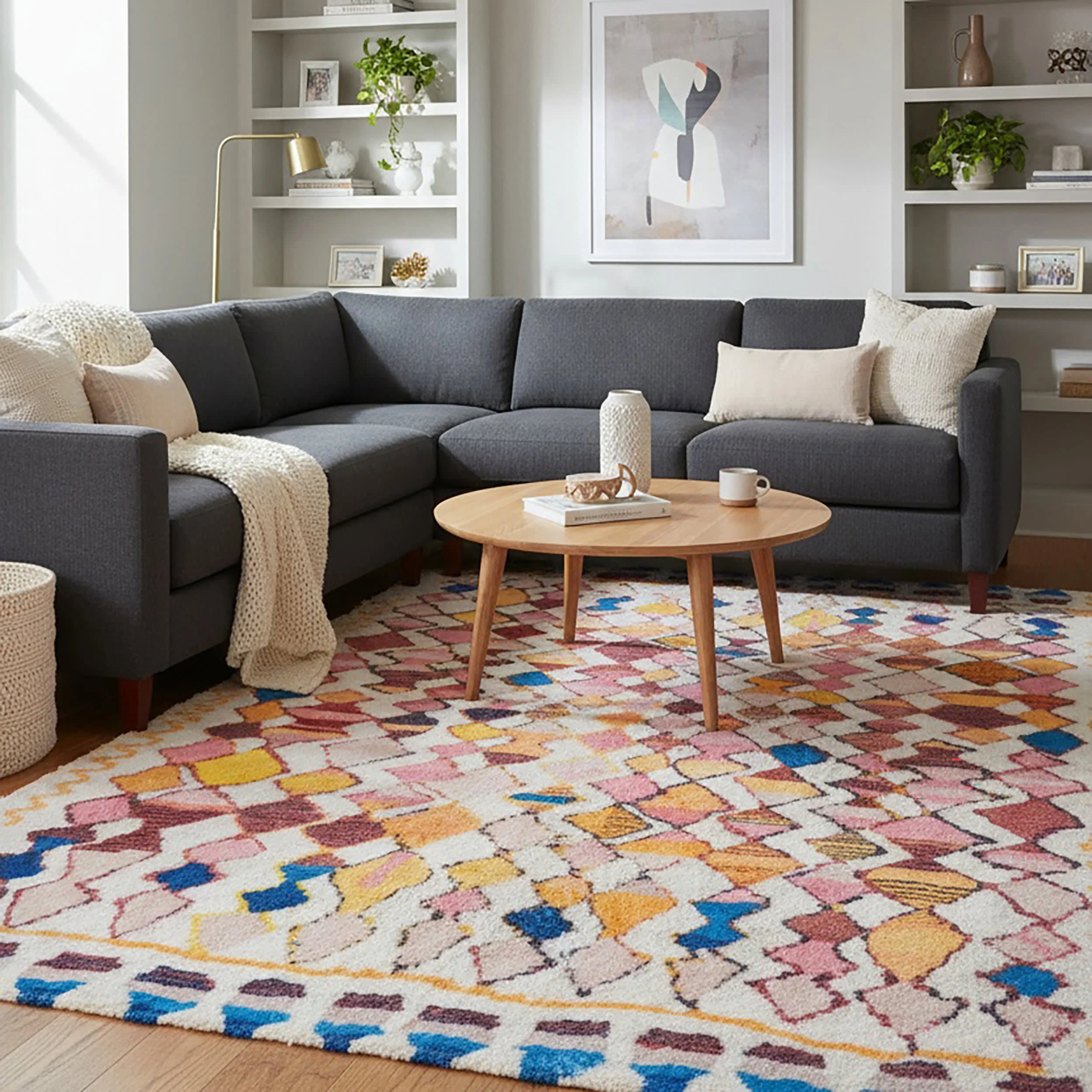 Ridge Trellis Washable Rug | Multicolor - Image 9