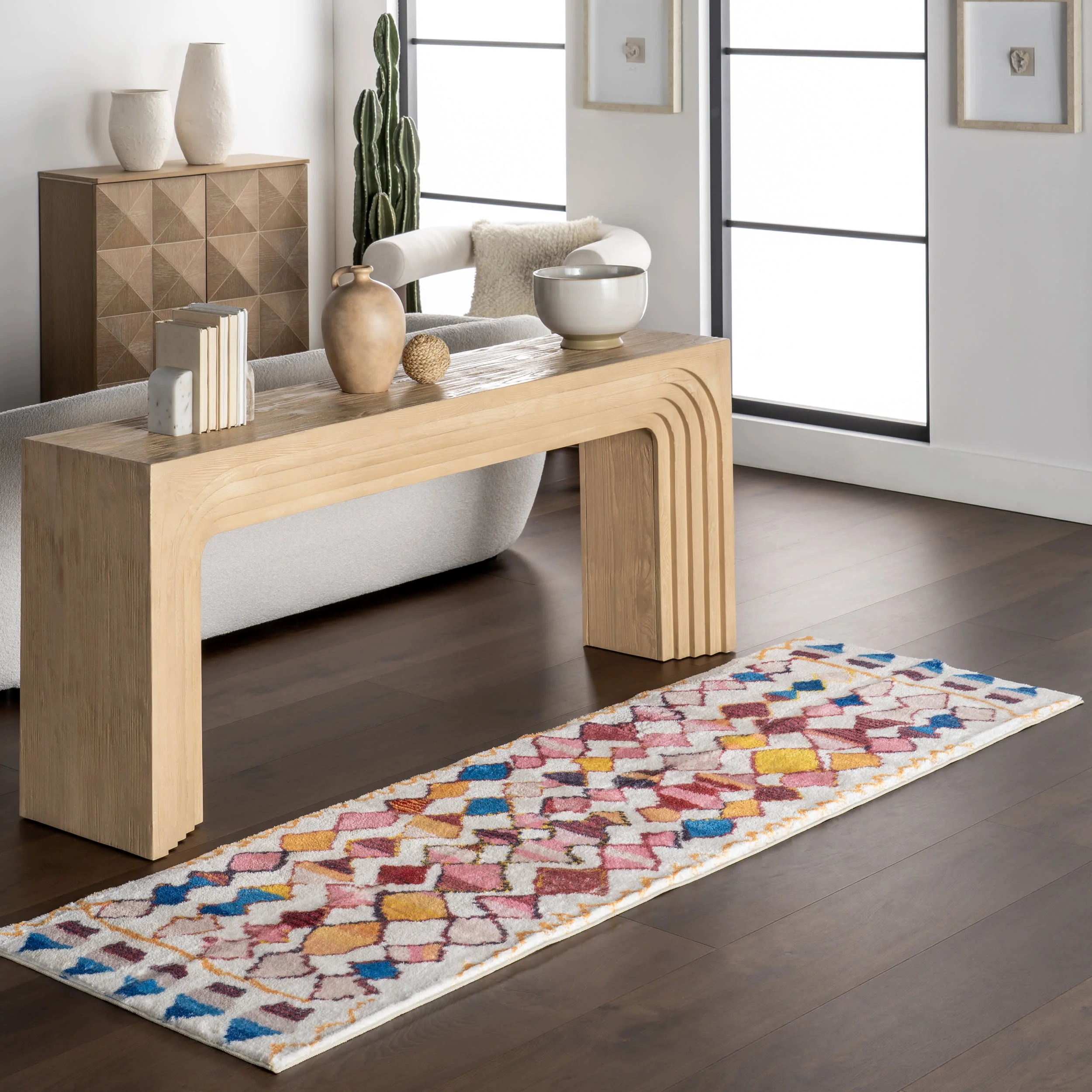 Ridge Trellis Washable Rug | Multicolor - Image 2