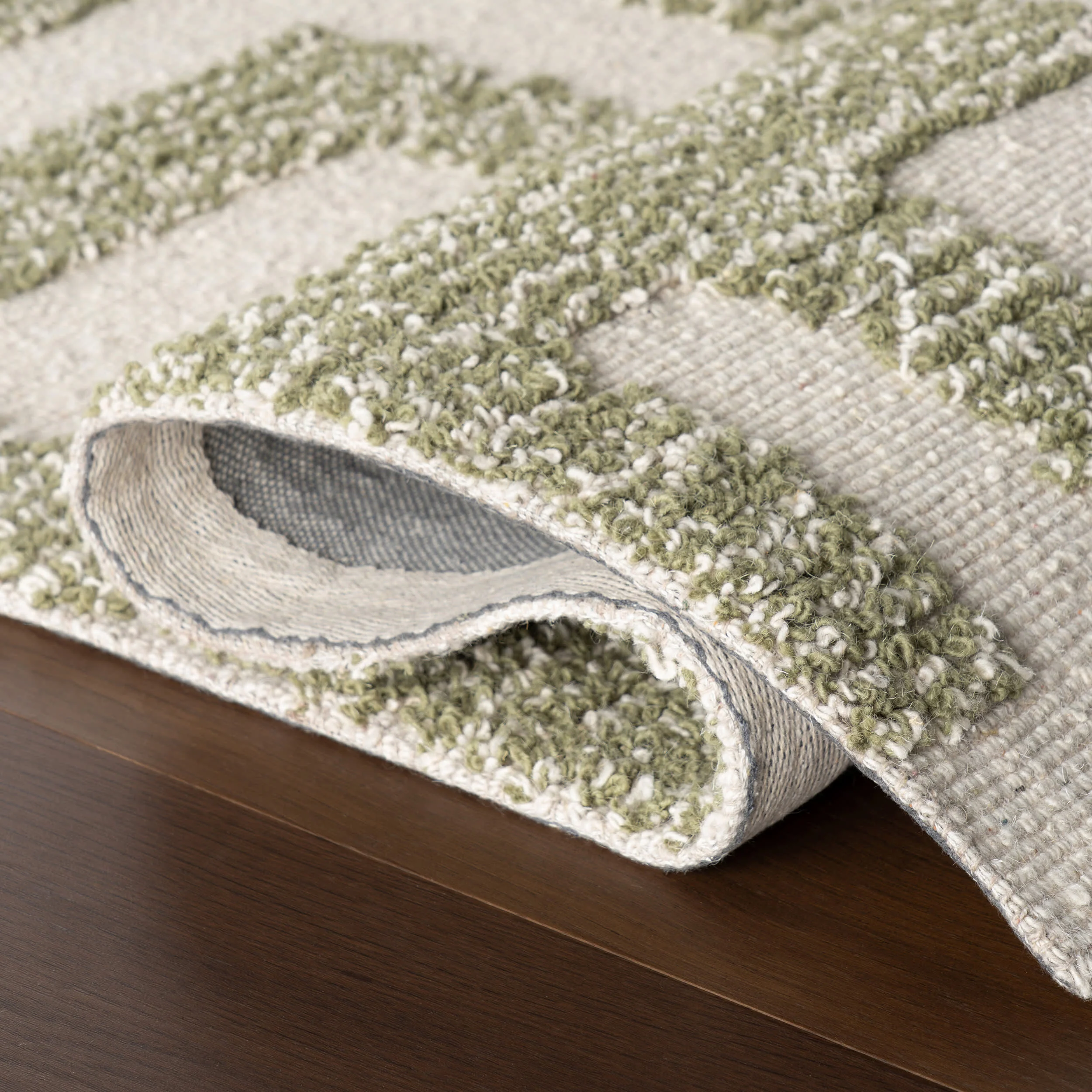 Riel Bohemian Geometric Wool Rug | Green - Image 8