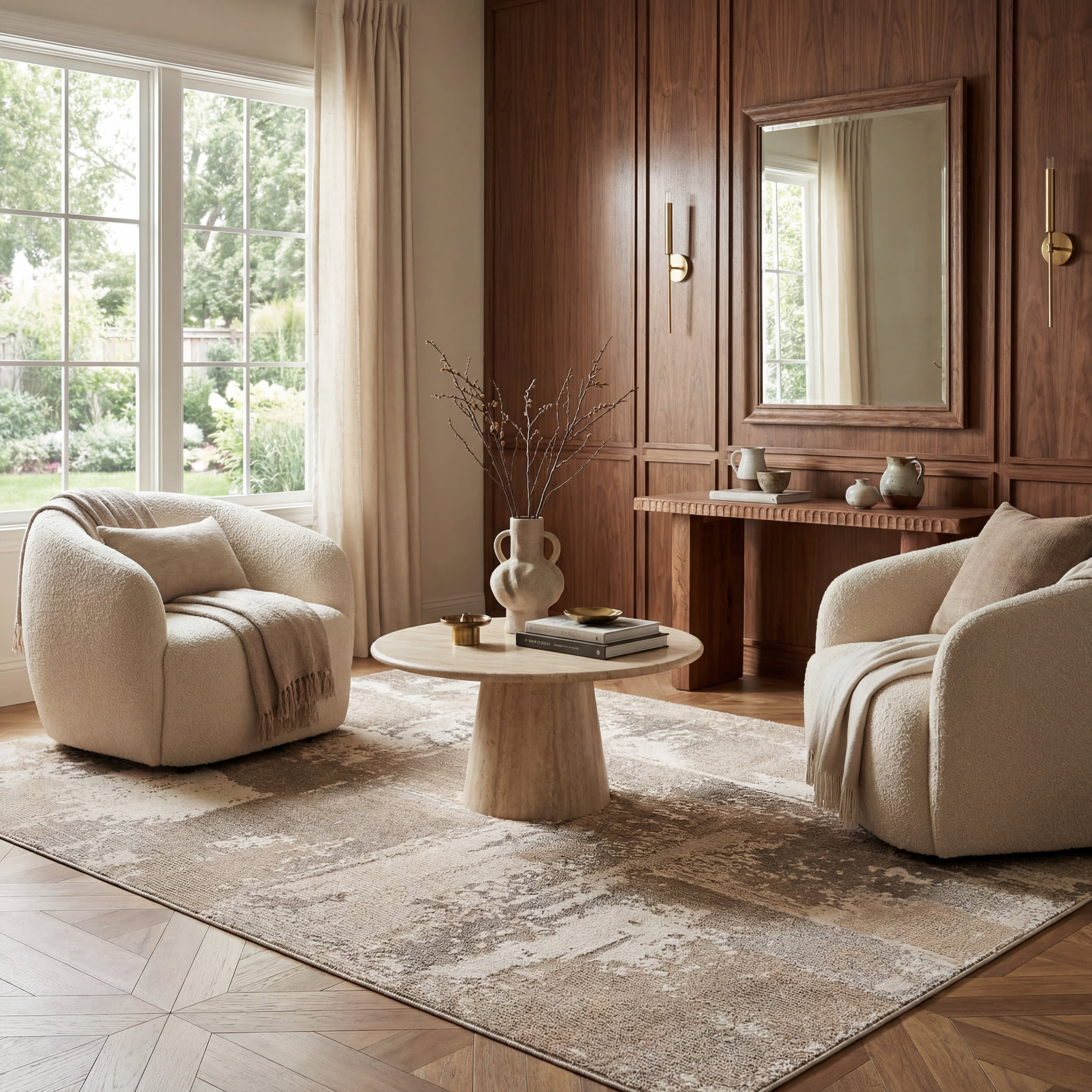 Rimalis Rustic Abstract Washable Rug | Brown - Image 2