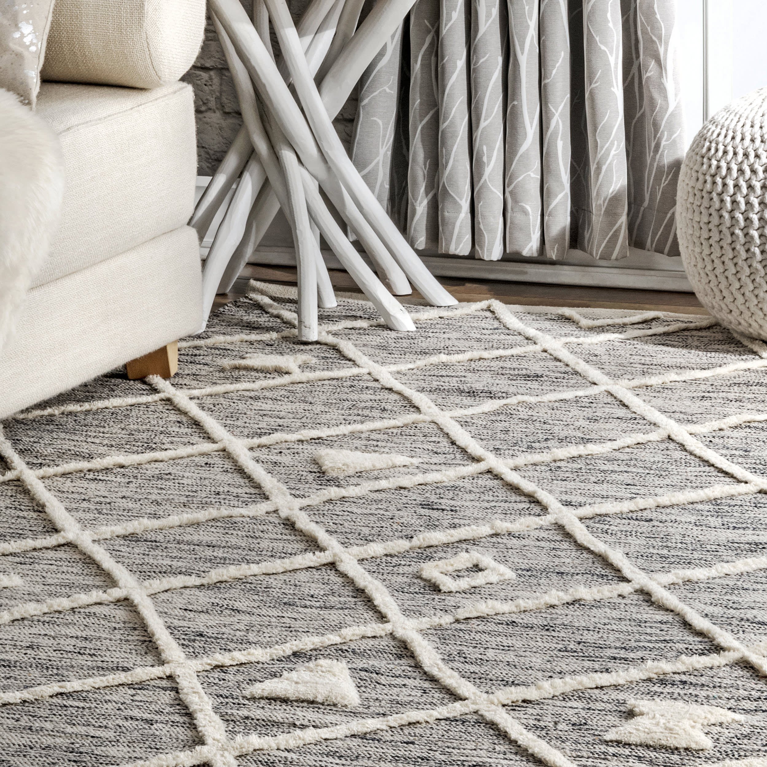 Risen Trellis Rug | Grey - Image 4