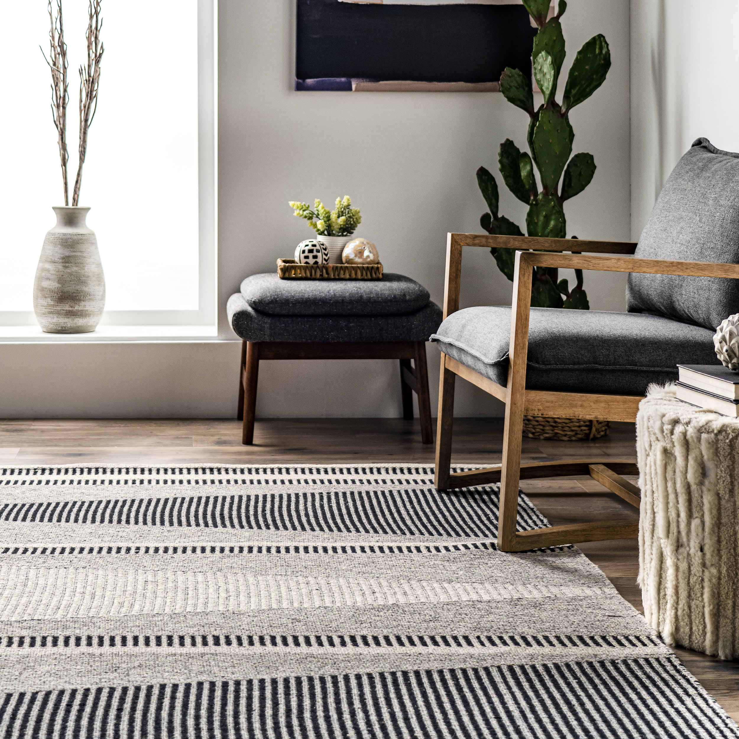 Rita Striped Waves Rug | Grey - Image 4