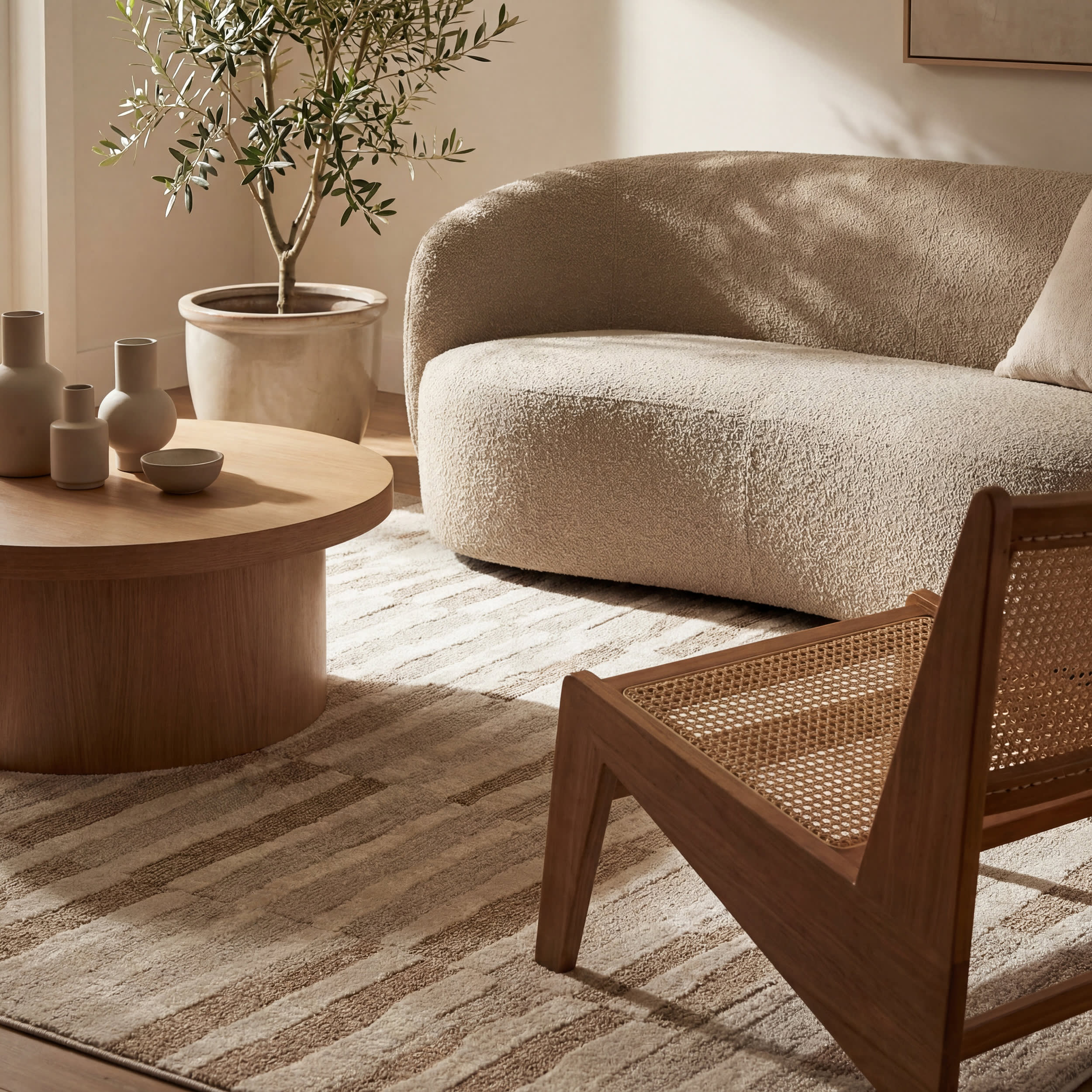 Riven Rustic Abstract Washable Rug | Beige - Image 5