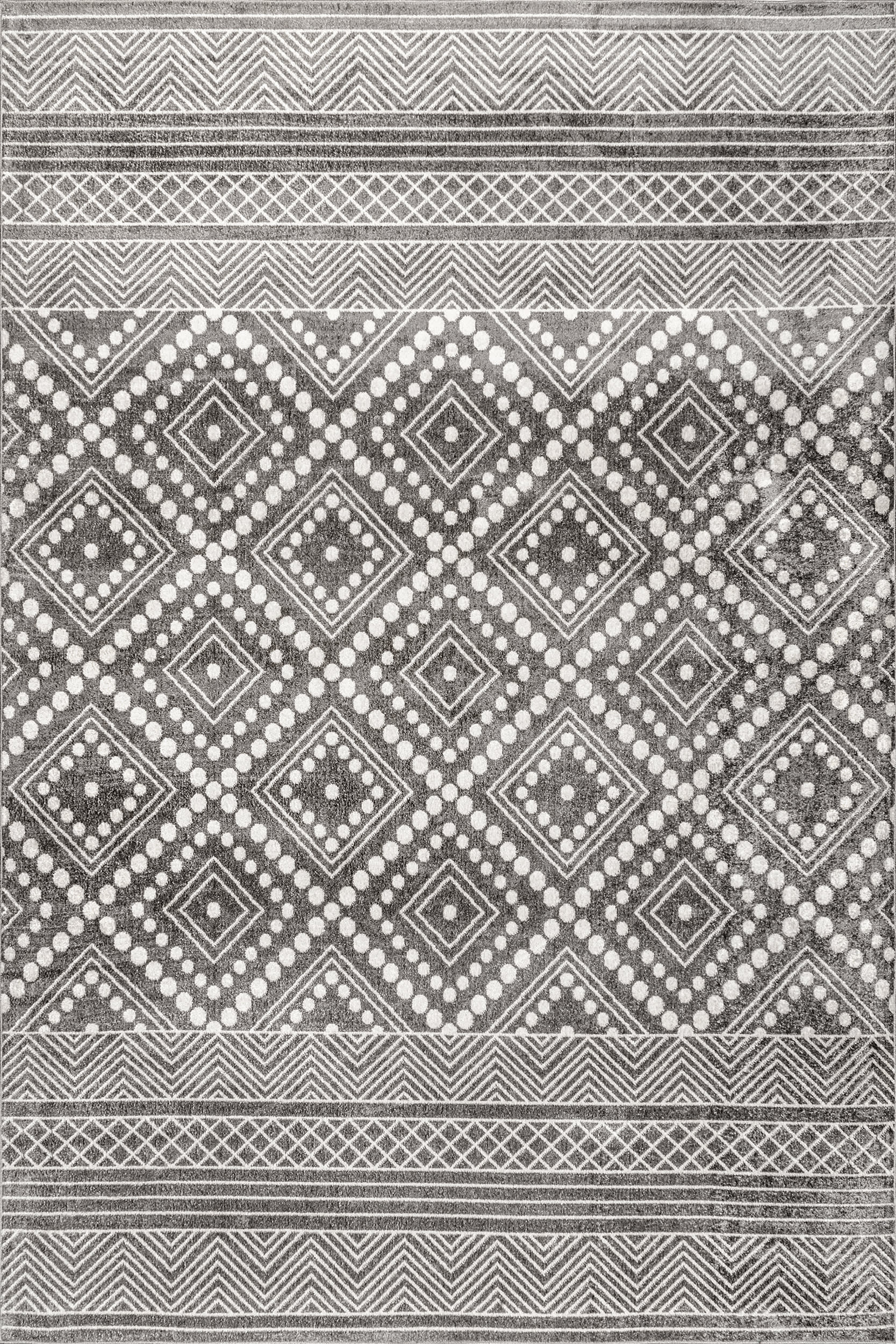 Merida Diamond Washable Rug | Grey