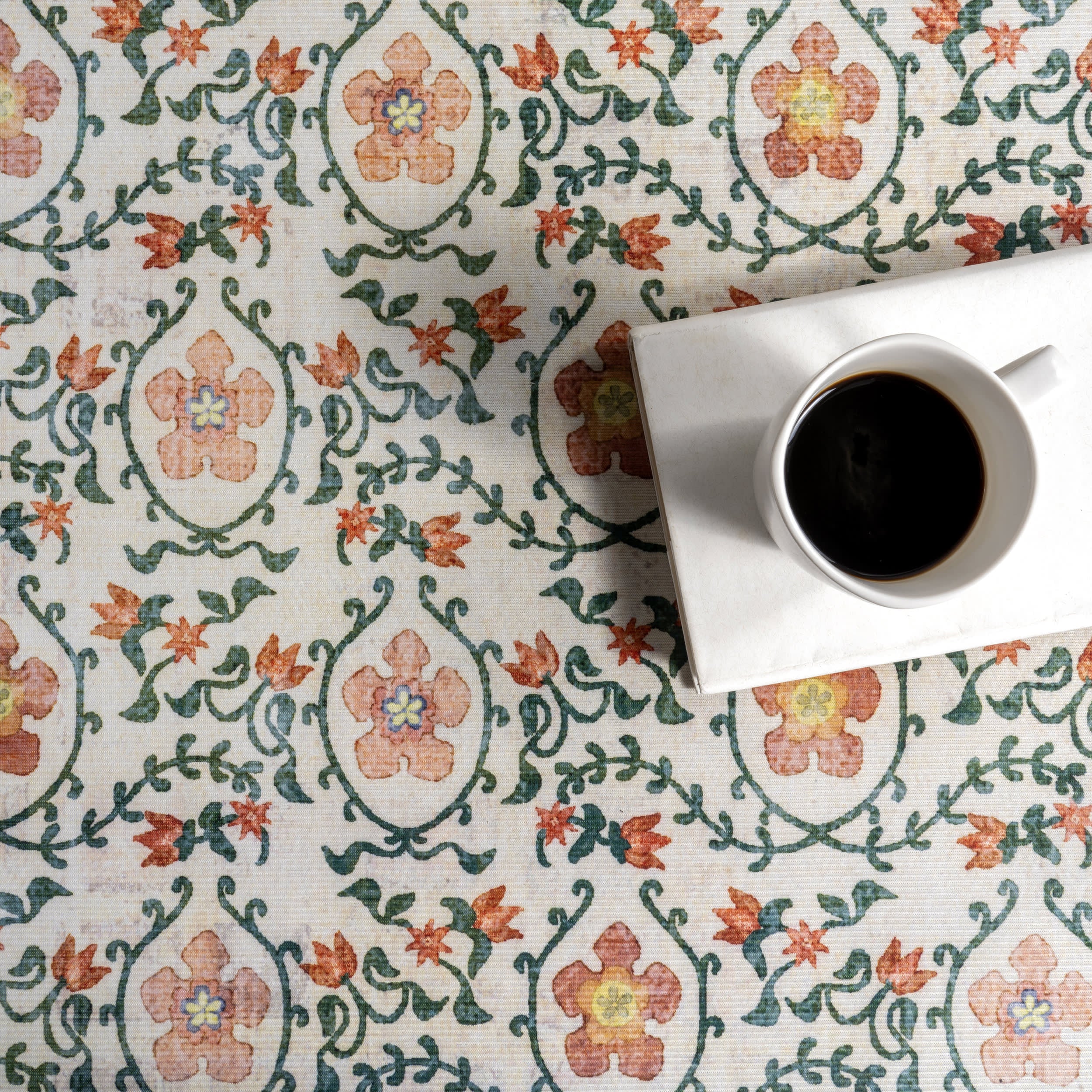 Riverside Floral Washable Rug | Ivory - Image 8
