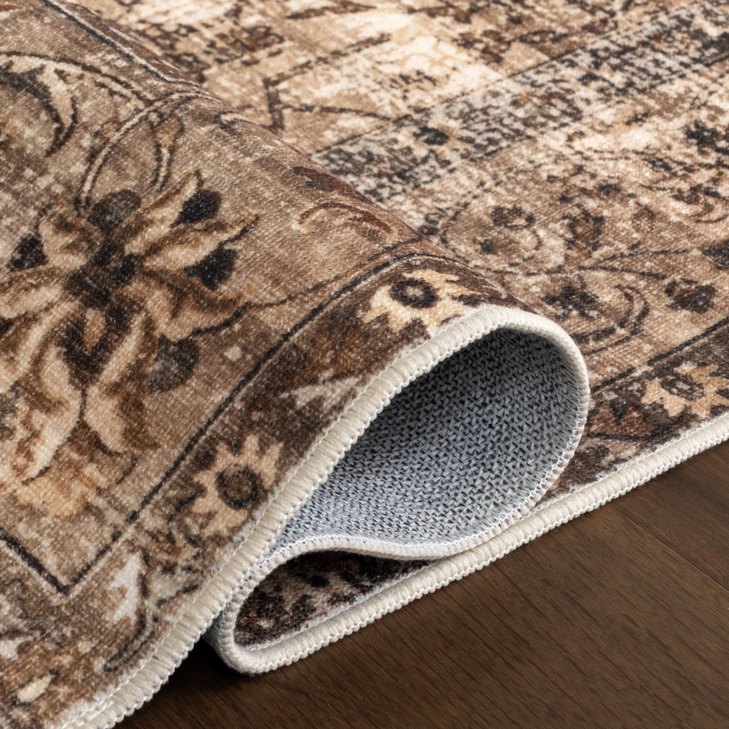 Rivka Medallion Spill Proof Washable Rug | Brown - Image 9