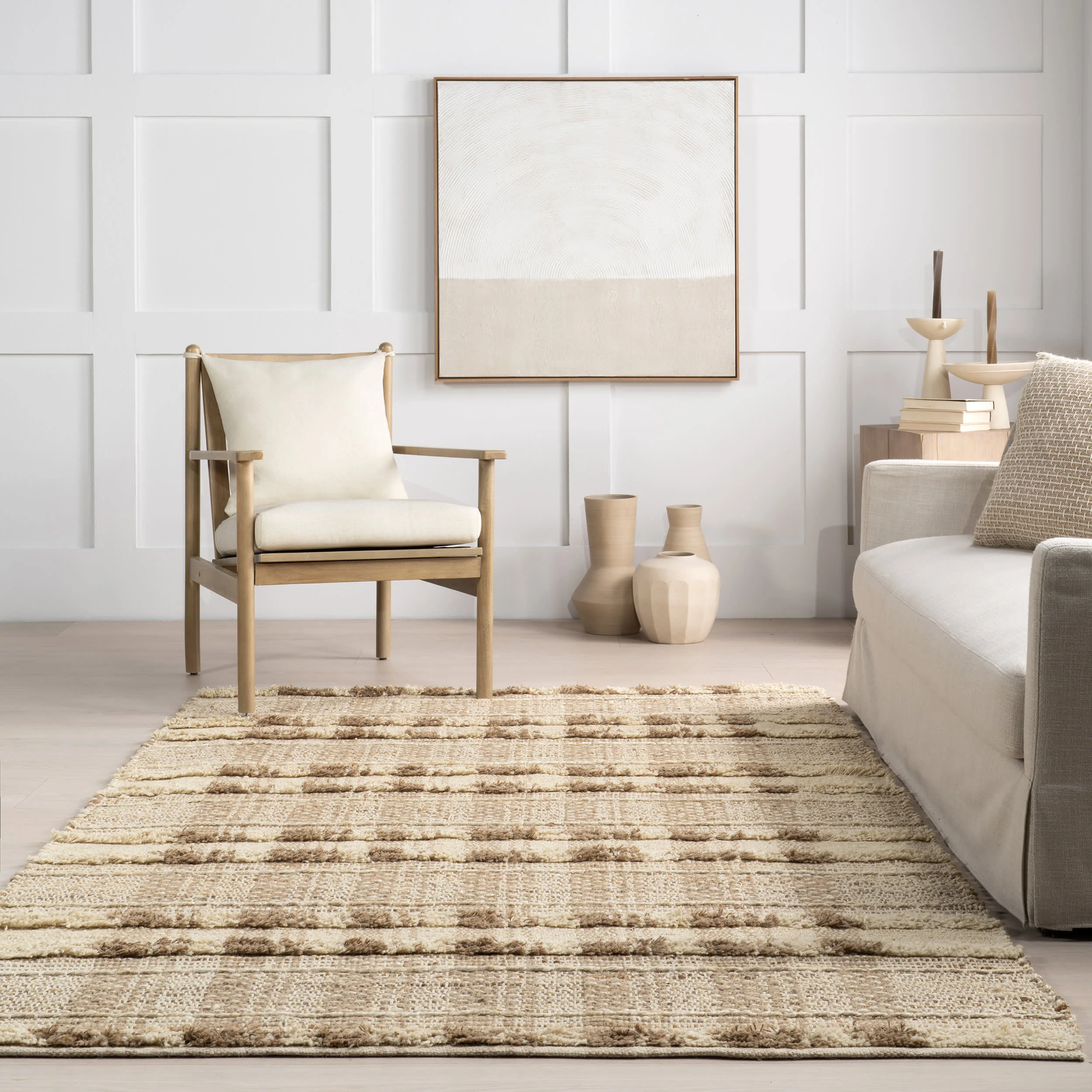 Roberta Rustic Plaid Rug | Natural - Image 4