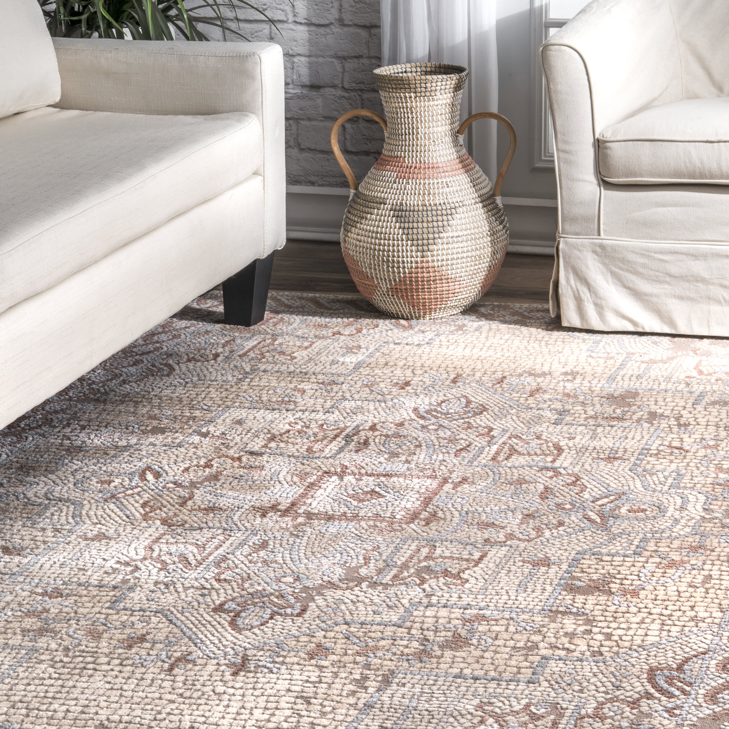 Roman Medallion Mosaic Rug | Ivory - Image 2
