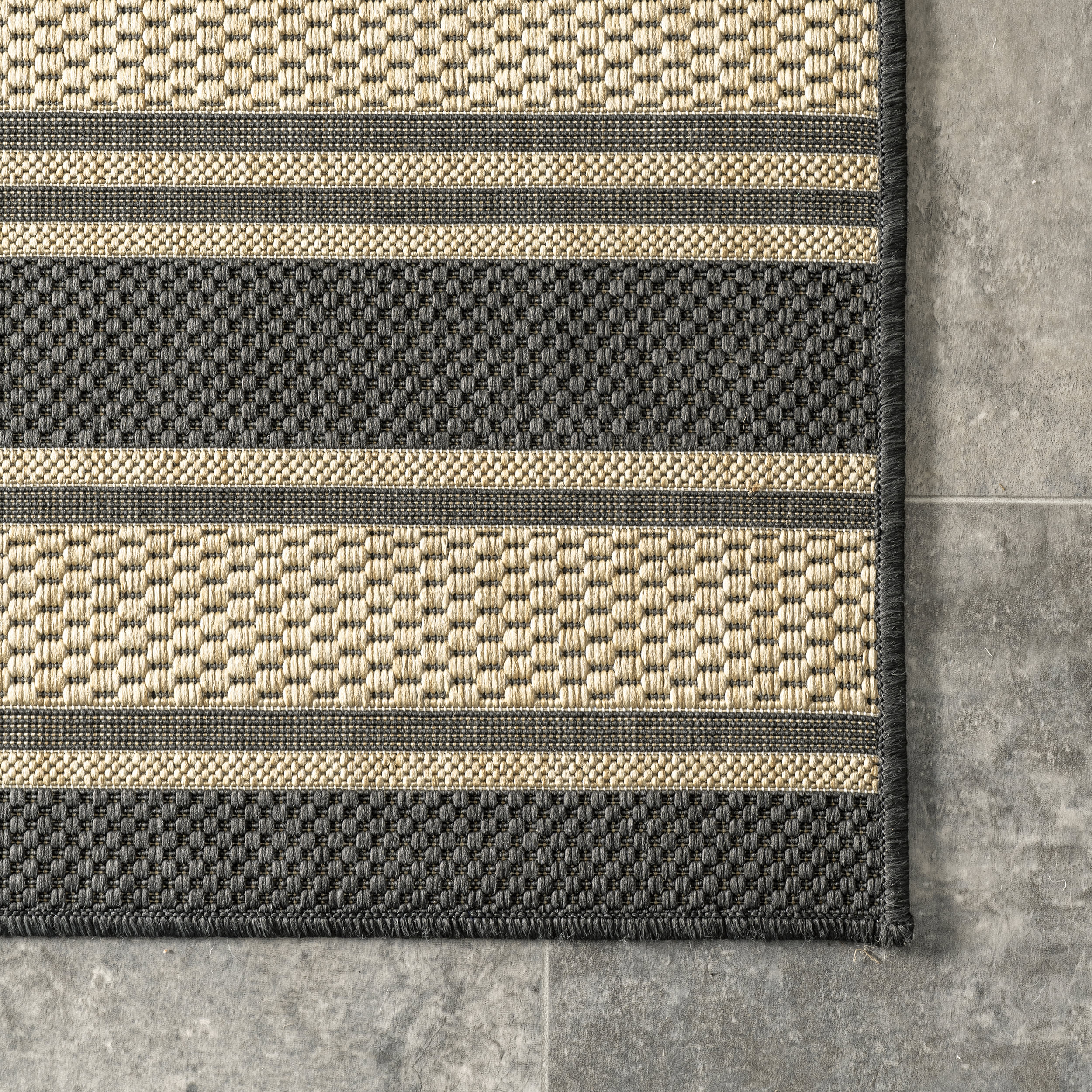 Romy Striped Indoor/Outdoor Rug | Charcoal - Image 3