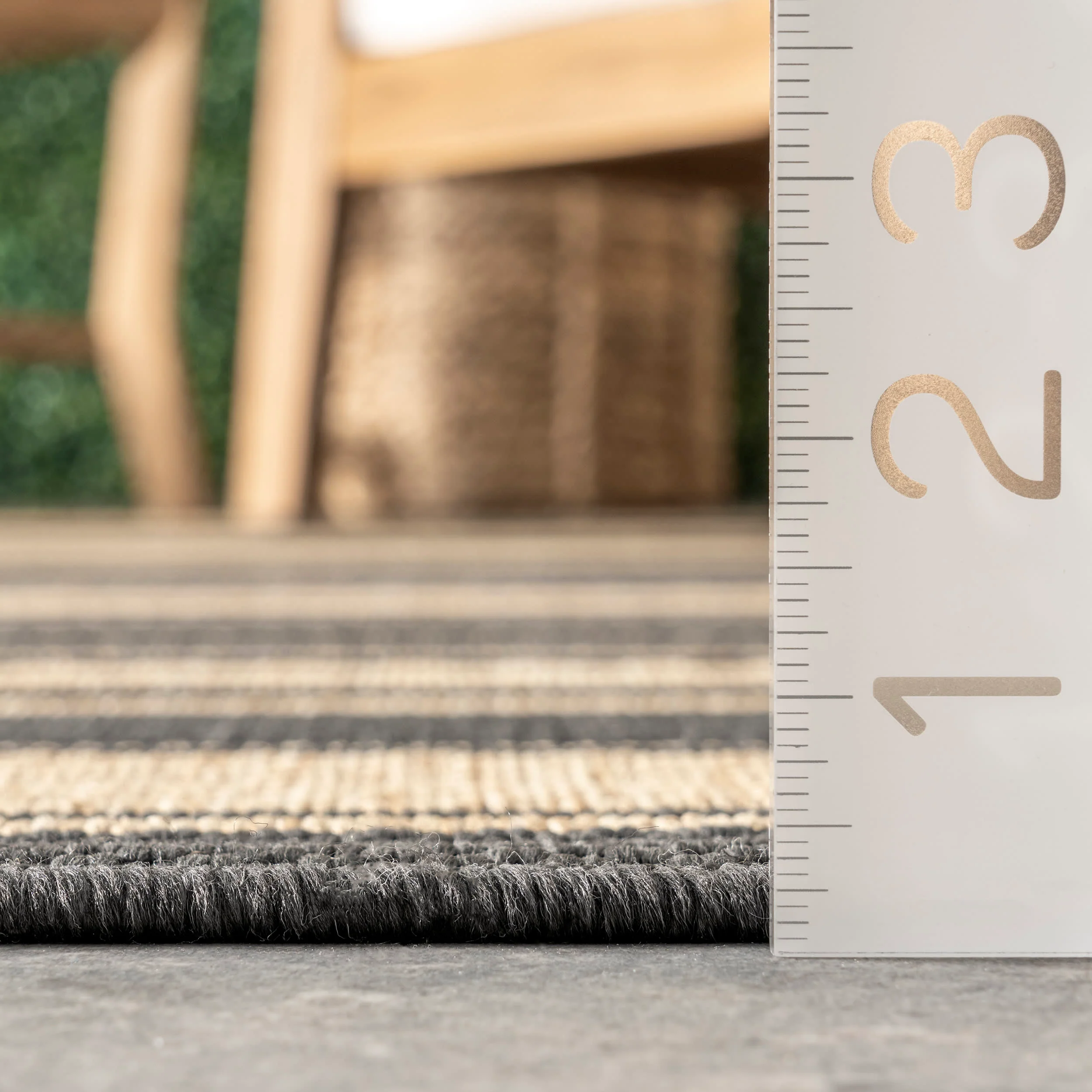Romy Striped Indoor/Outdoor Rug | Charcoal - Image 4