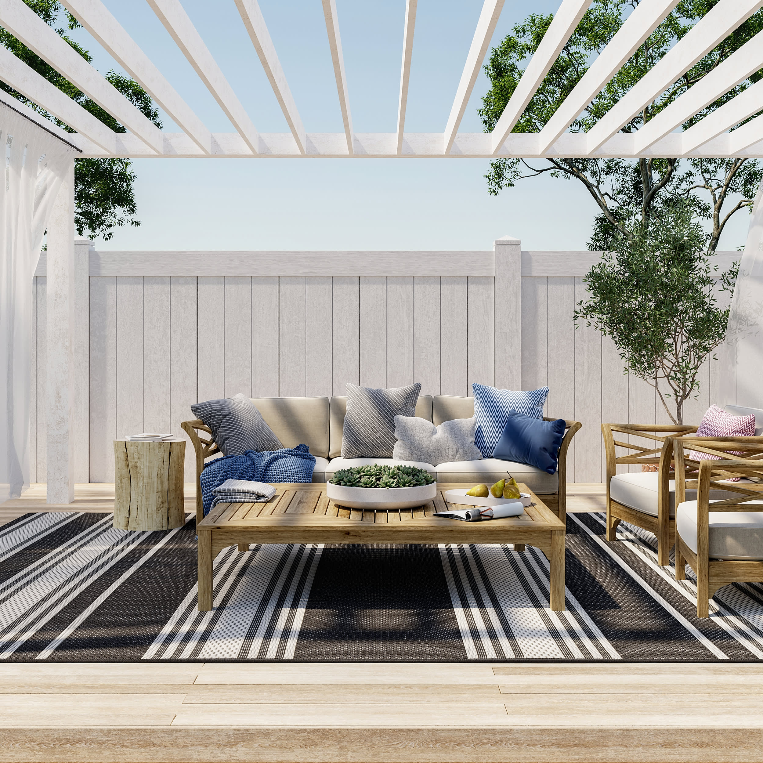 Romy Striped Indoor/Outdoor Rug | Slate - Image 2
