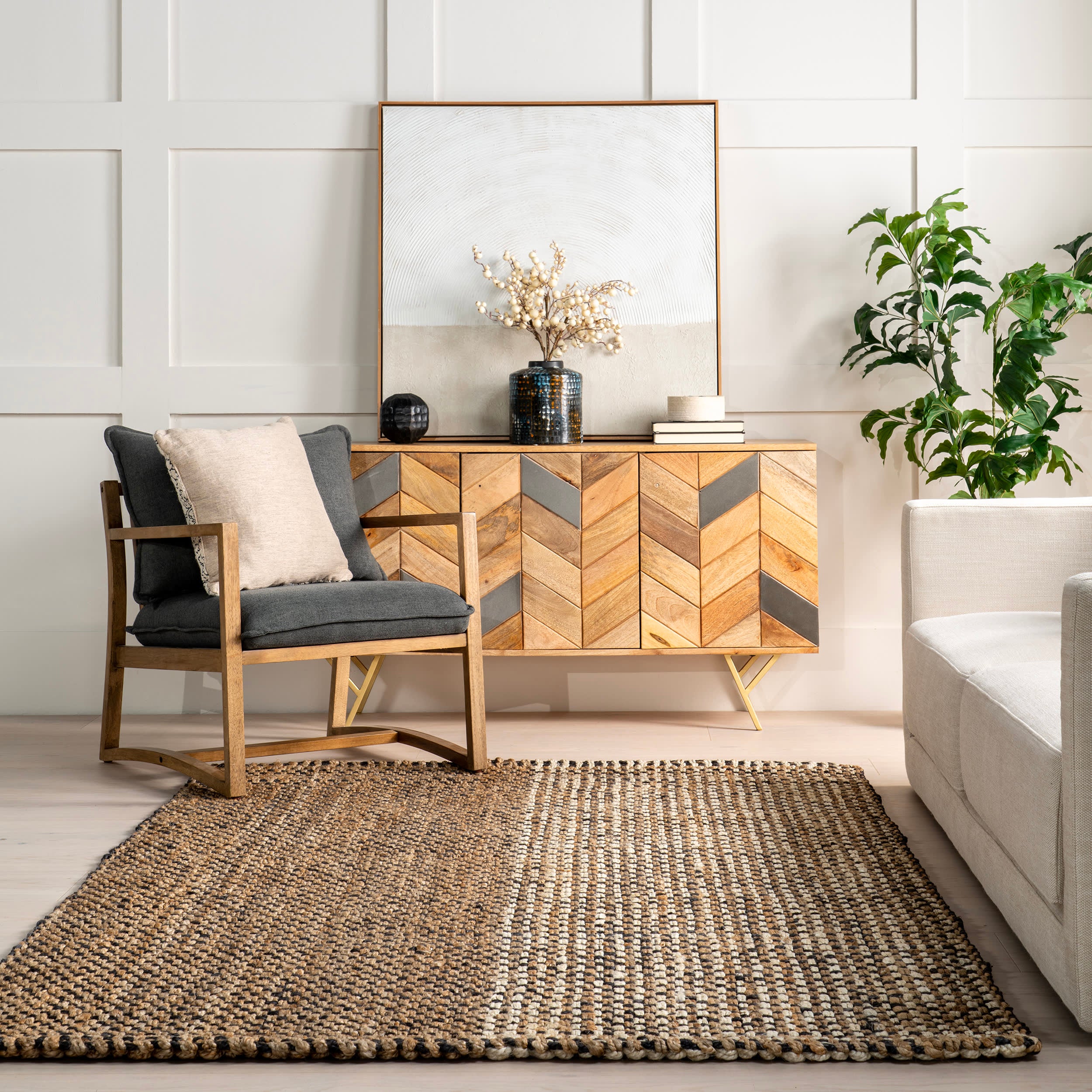 Rooney Geometric Chunky Jute Rug | Natural - Image 4