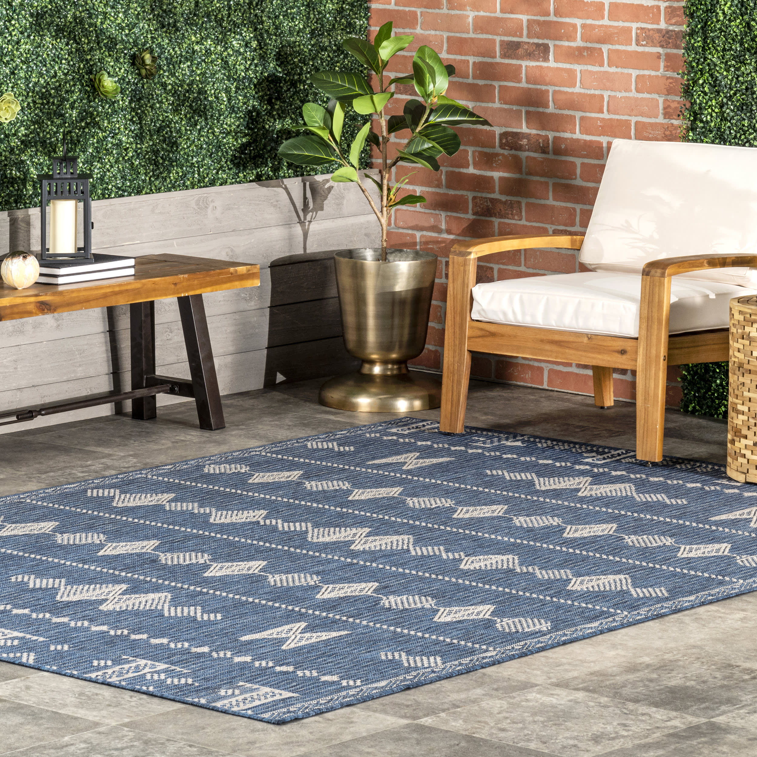 Rosalia Paneled Indoor/Outdoor Rug | Blue - Image 2