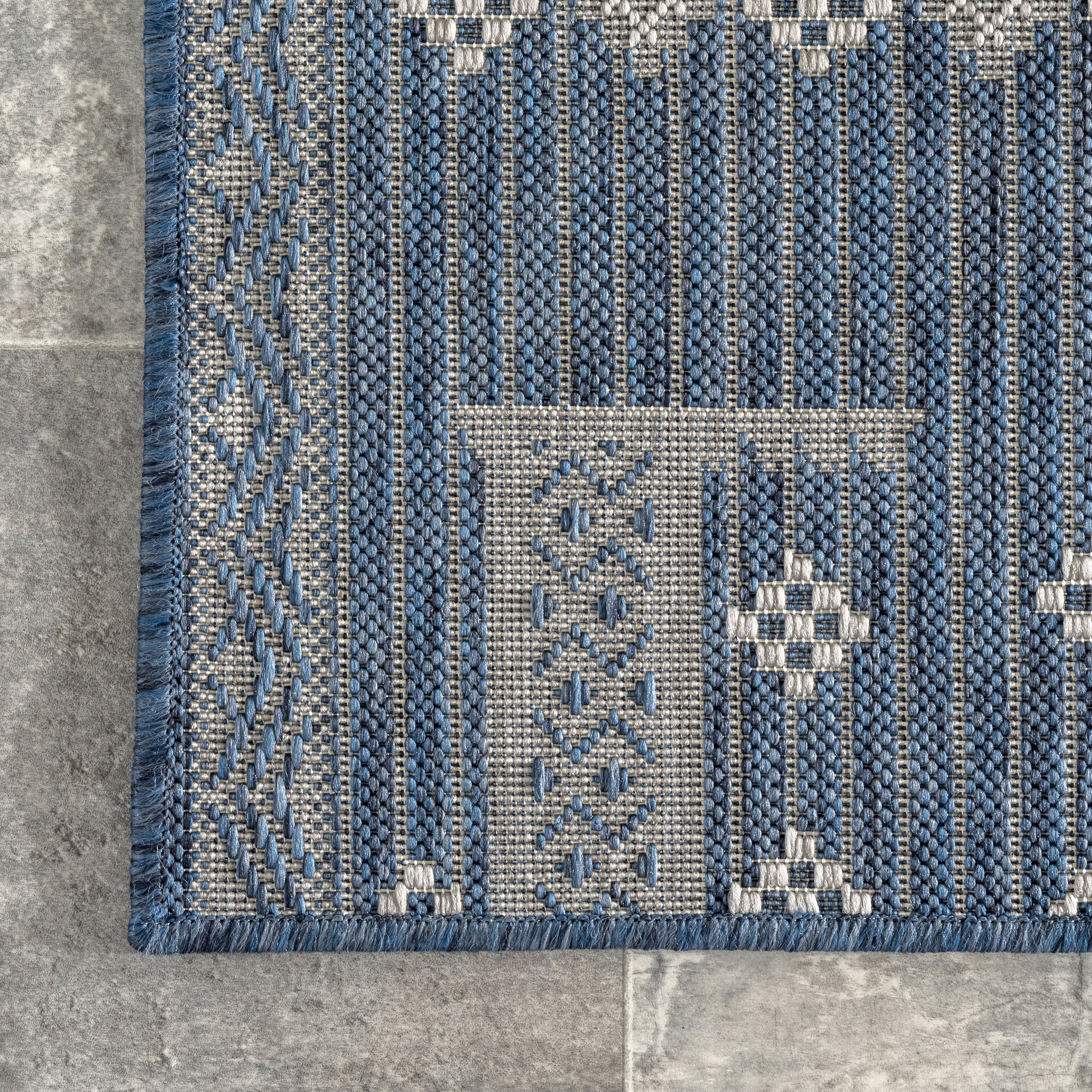 Rosalia Paneled Indoor/Outdoor Rug | Blue - Image 3