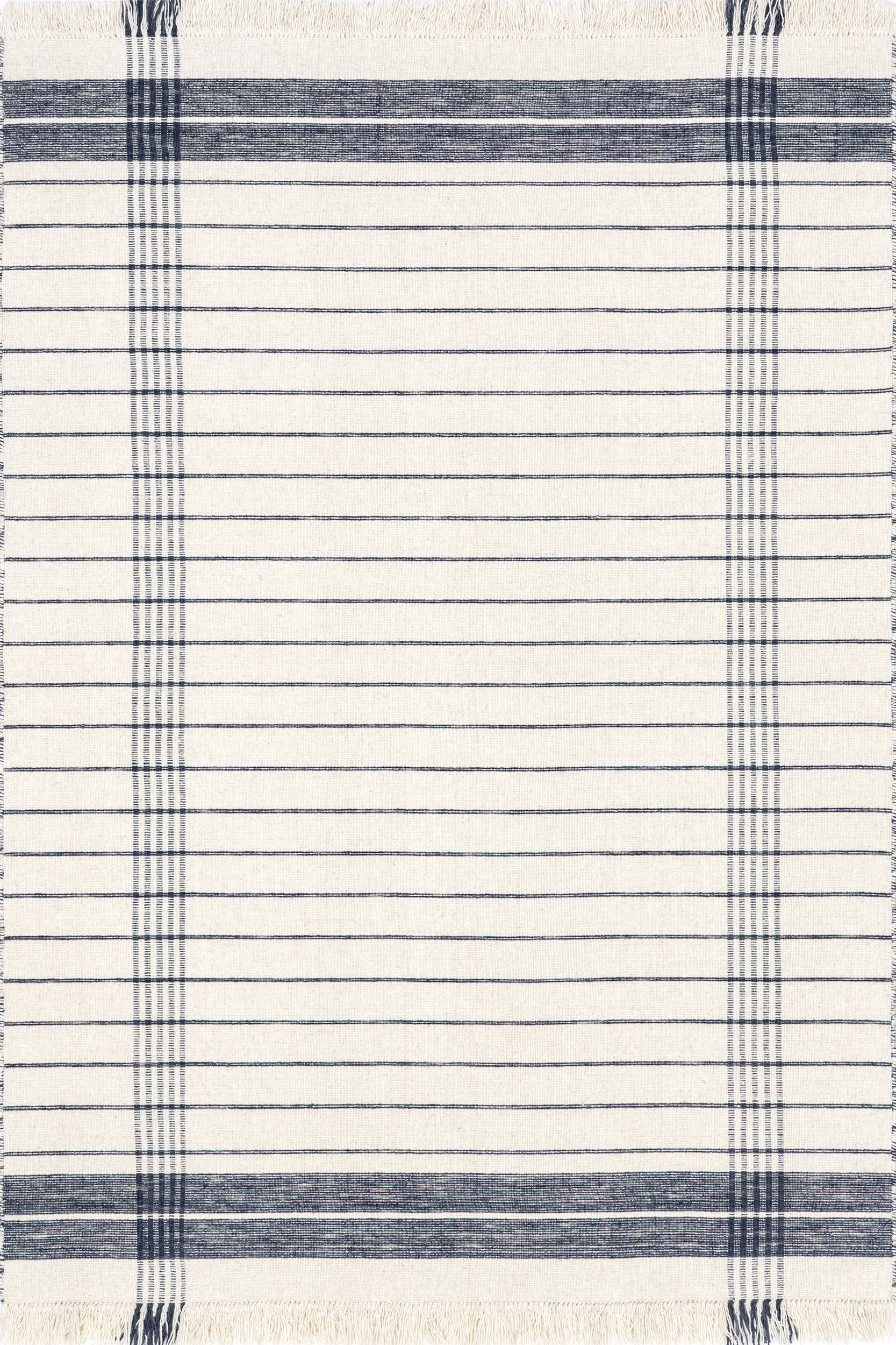 Rosalina Plaid Fringed Rug | Ivory