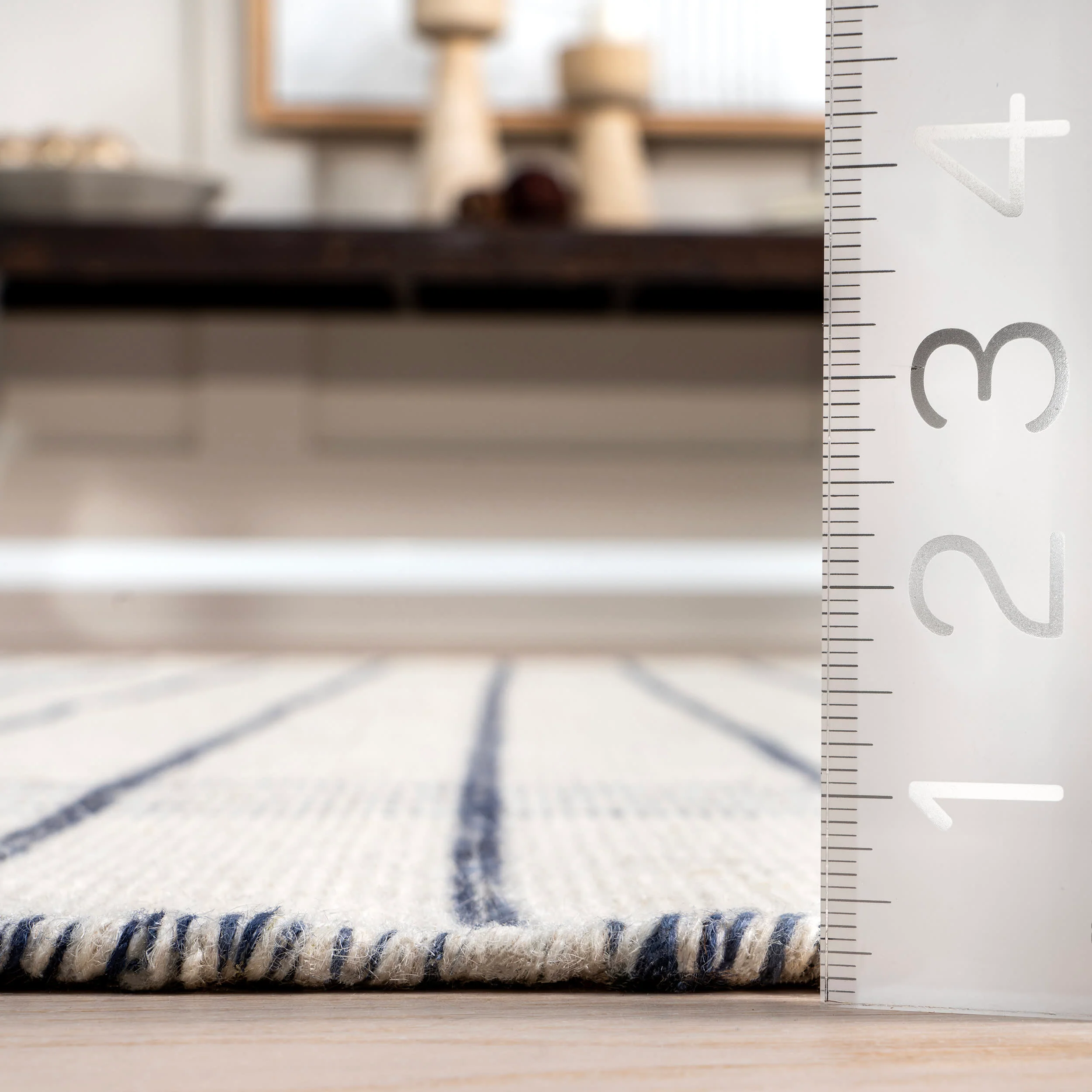 Rosalina Plaid Fringed Rug | Ivory - Image 5