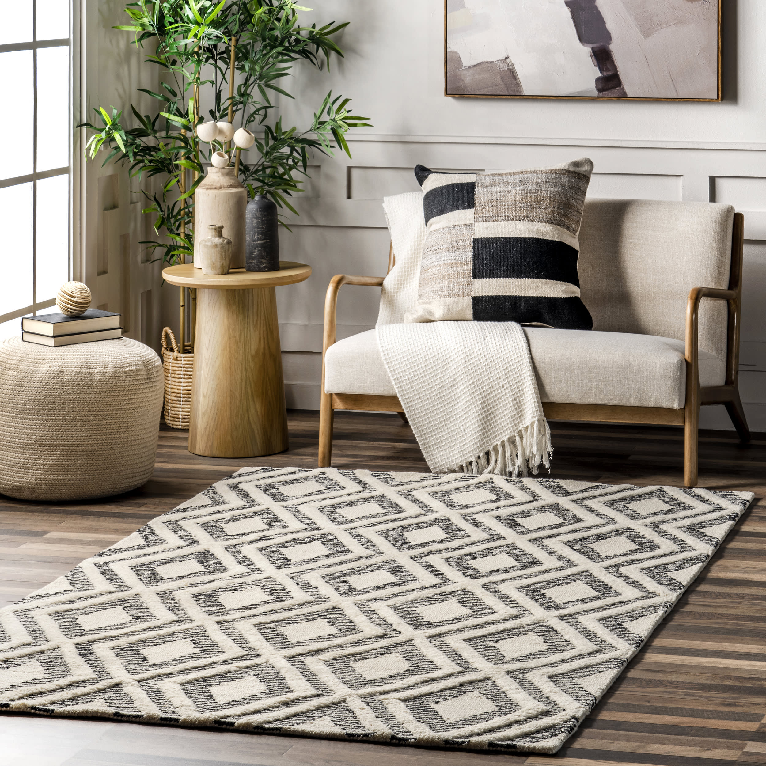 Roselle Lifted Trellis Rug | Grey - Image 2