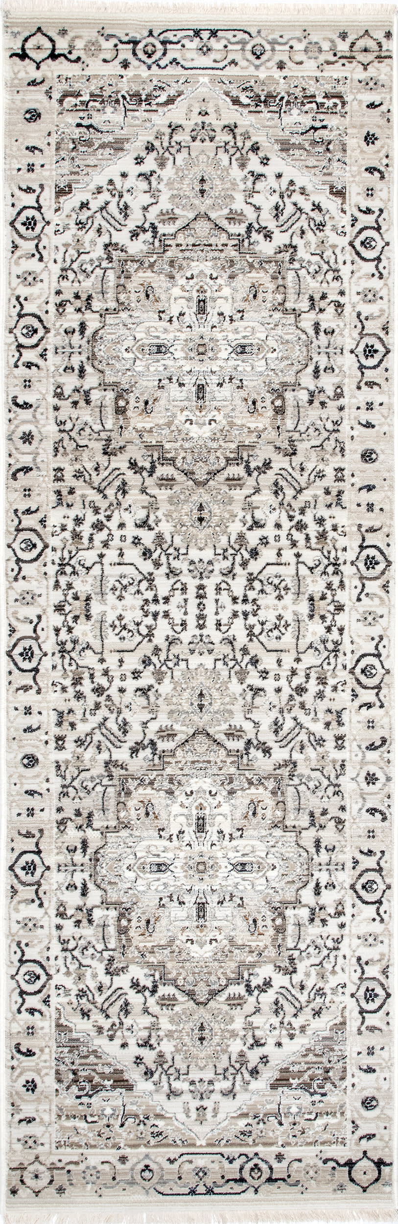 Rosette Medallion Fringed Rug | Beige